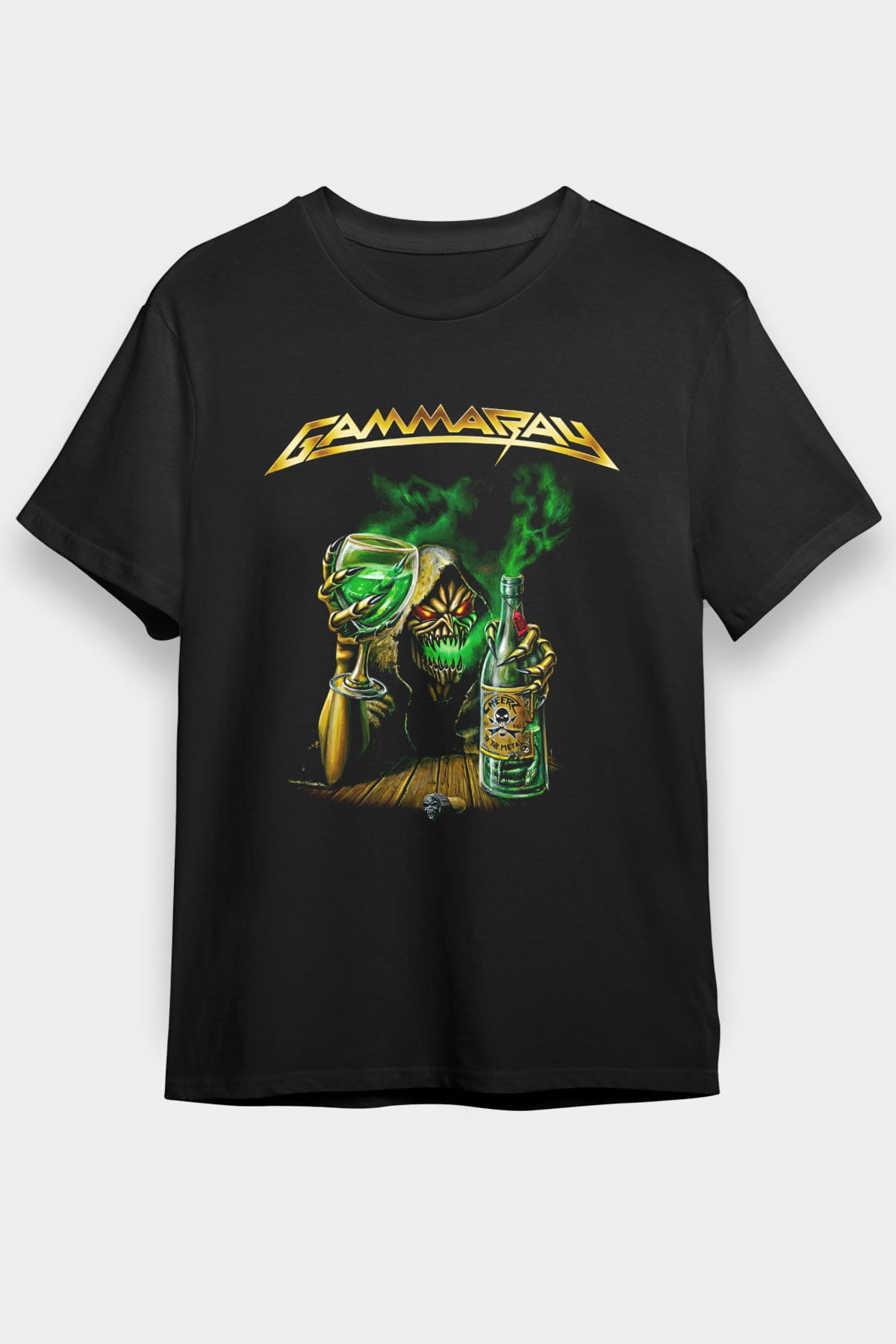 Gammaray Baskılı Unisex Siyah Tişört - Tshirt