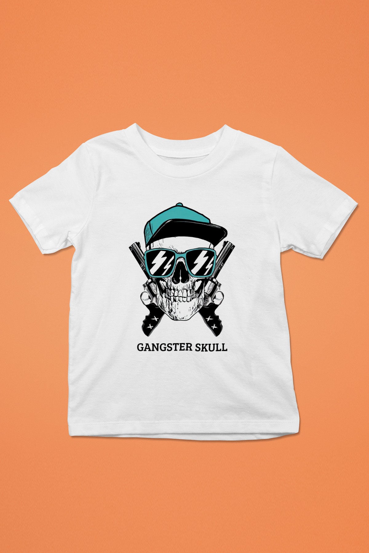 Gangster Kuru Kafa Baskılı Unisex Beyaz  Çocuk Tişört