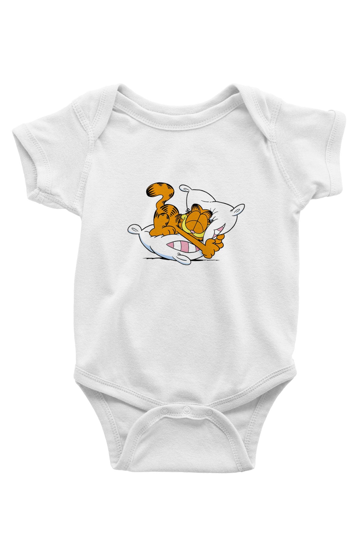 Garfield Baskılı Beyaz Unisex Bebek Body - Zıbın