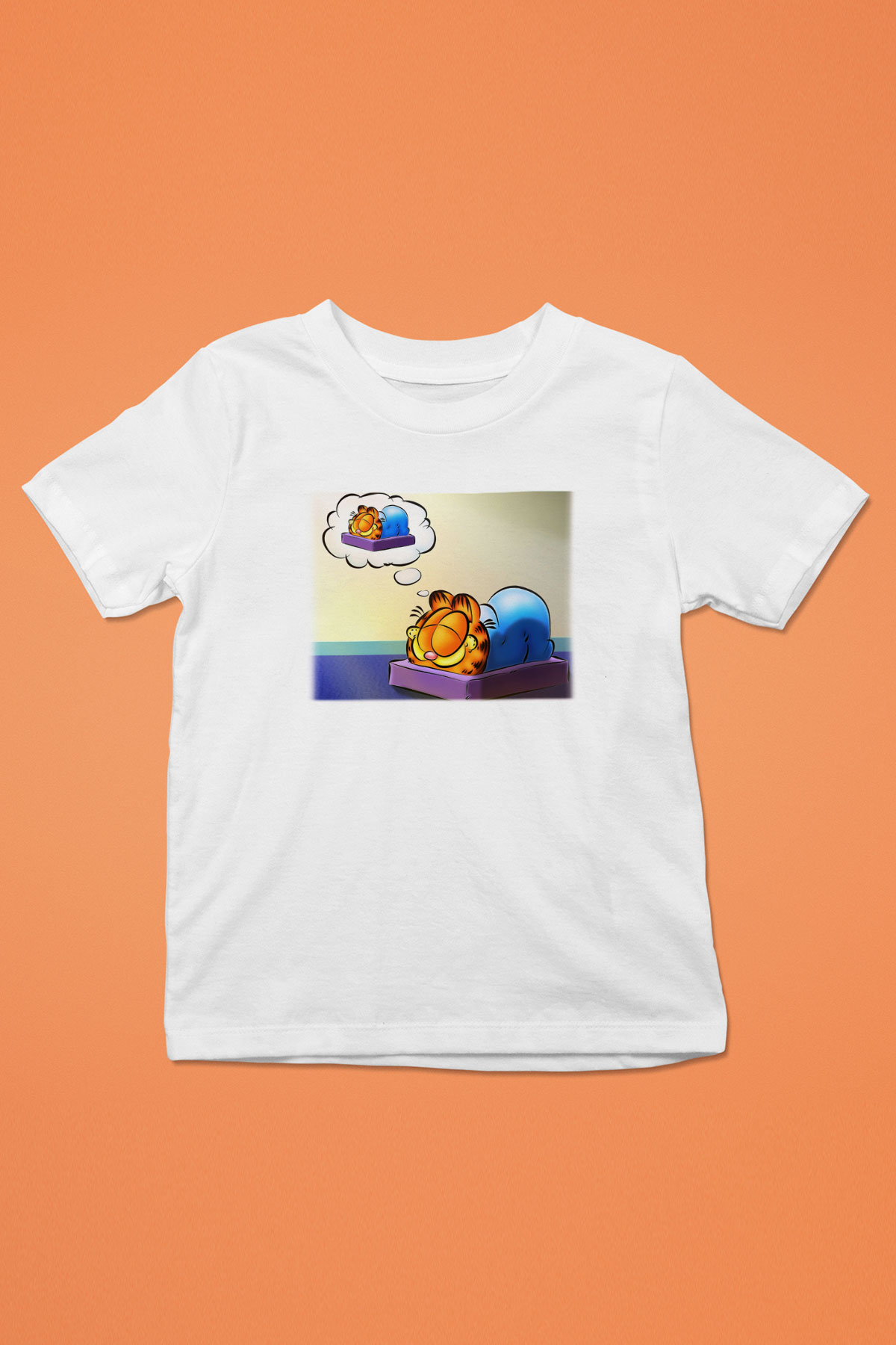 Garfield Baskılı Beyaz Unisex Çocuk Tişört