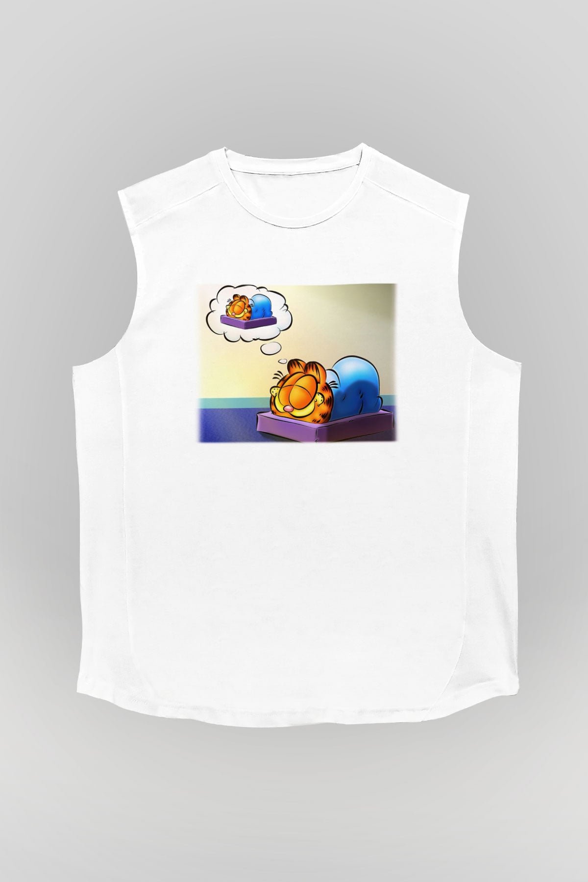 Garfield Beyaz Unisex Kolsuz Tişört