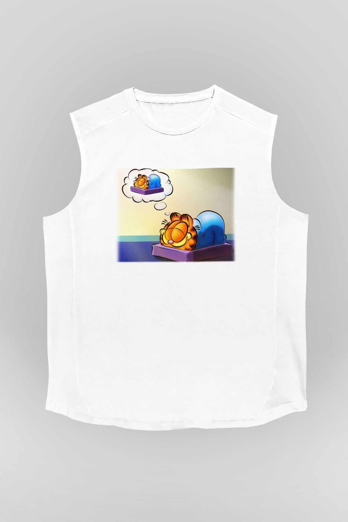 Garfield Beyaz Unisex Kolsuz Tişört