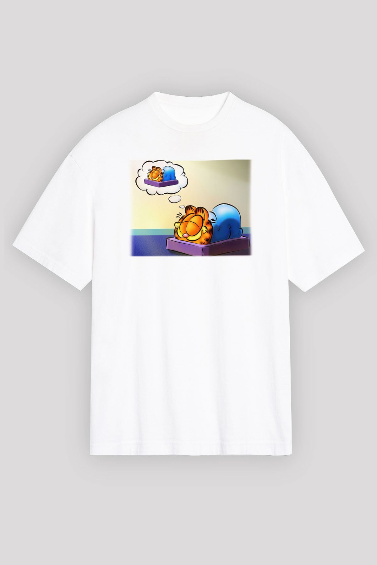 Garfield Beyaz Unisex Oversize Tişört