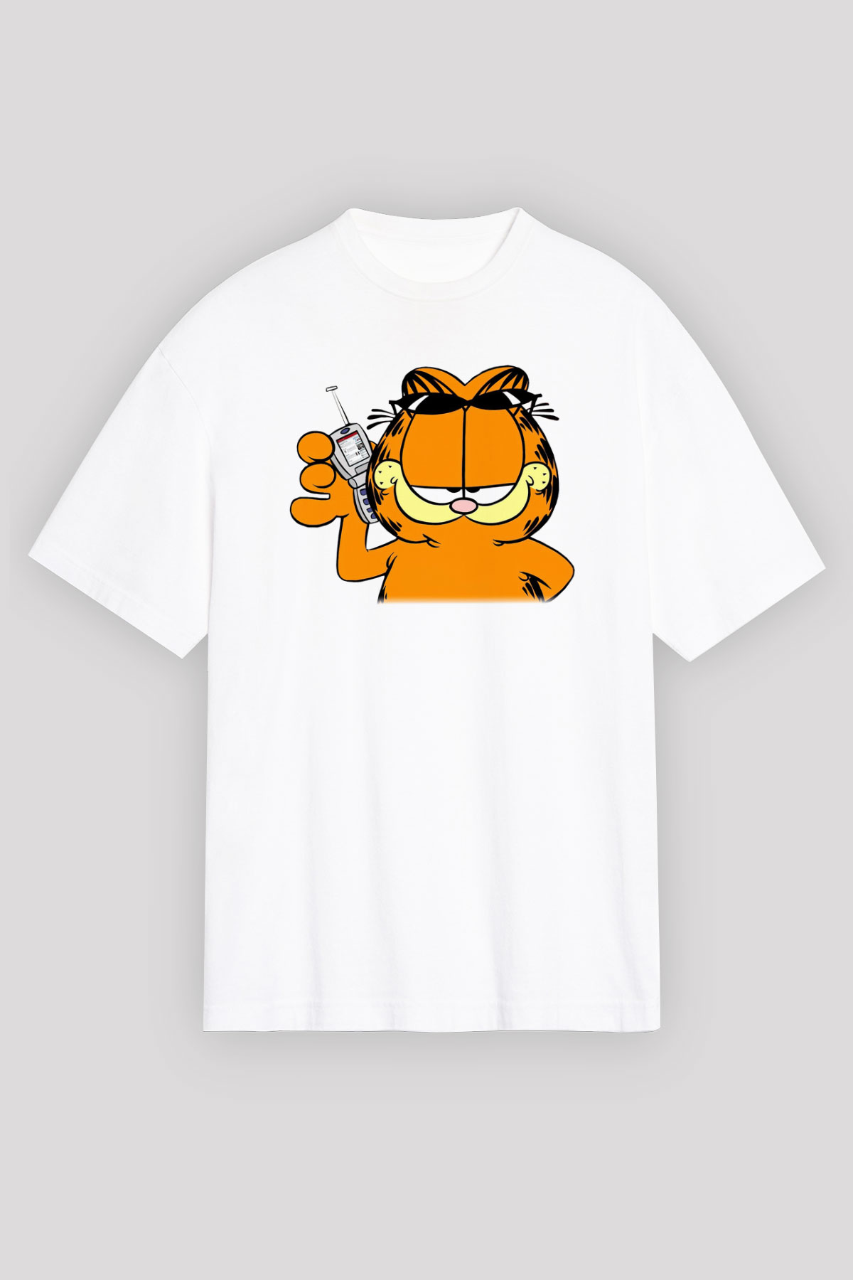 Garfield Beyaz Unisex Oversize Tişört