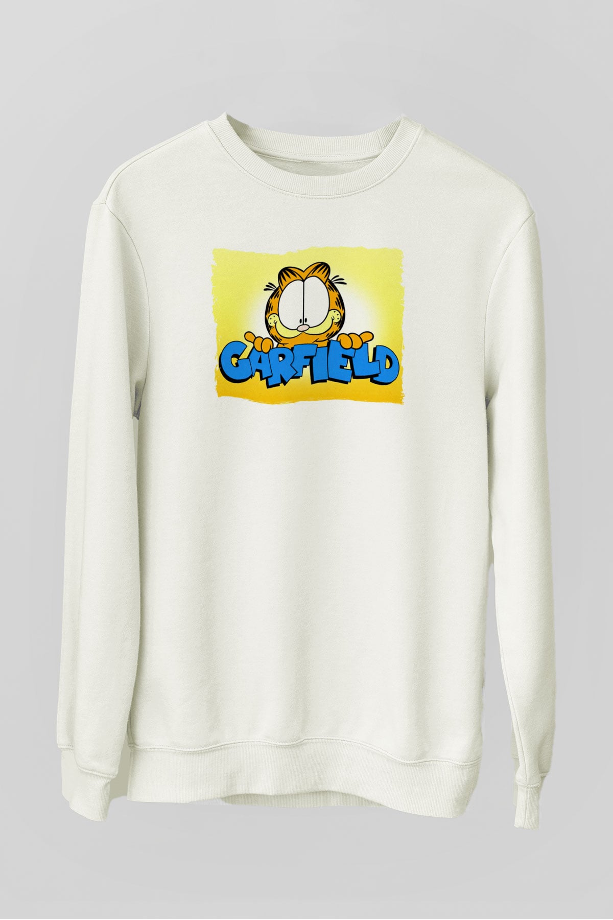 Garfield Beyaz Unisex  Sweatshirt