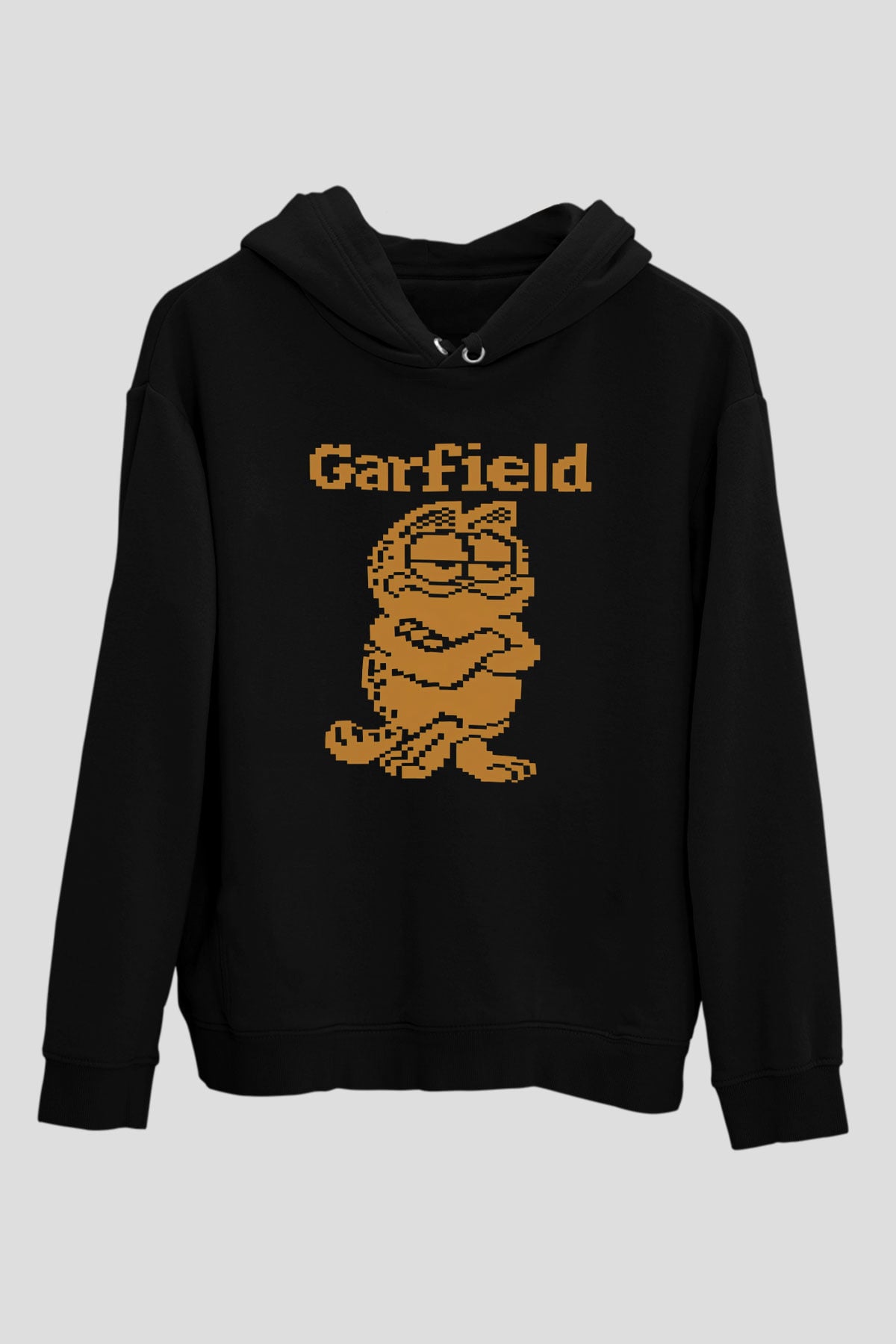 Garfield Siyah Unisex Kapüşonlu Sweatshirt