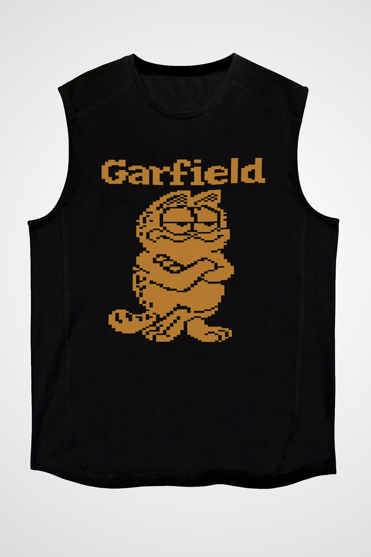 Garfield Siyah Unisex Kolsuz Tişört