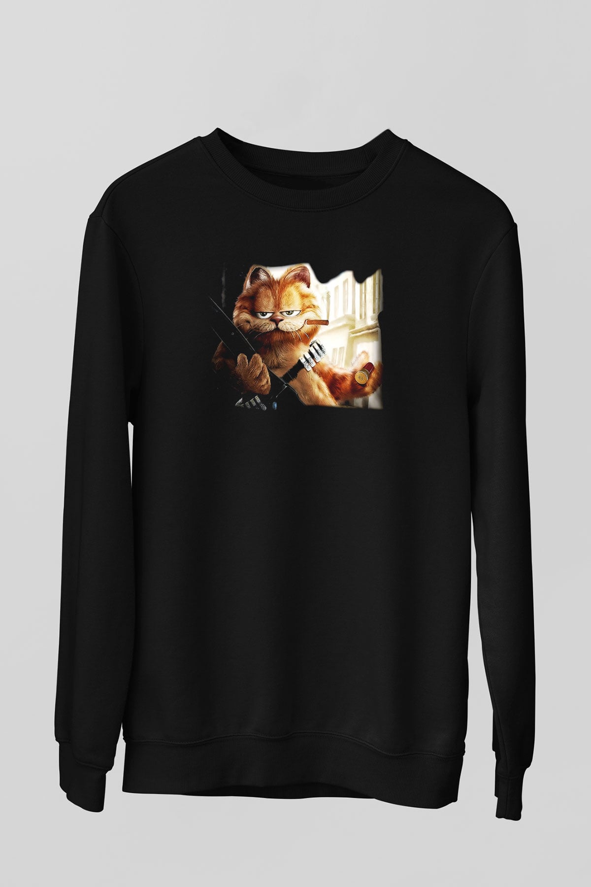 Garfield Siyah Unisex Sweatshirt