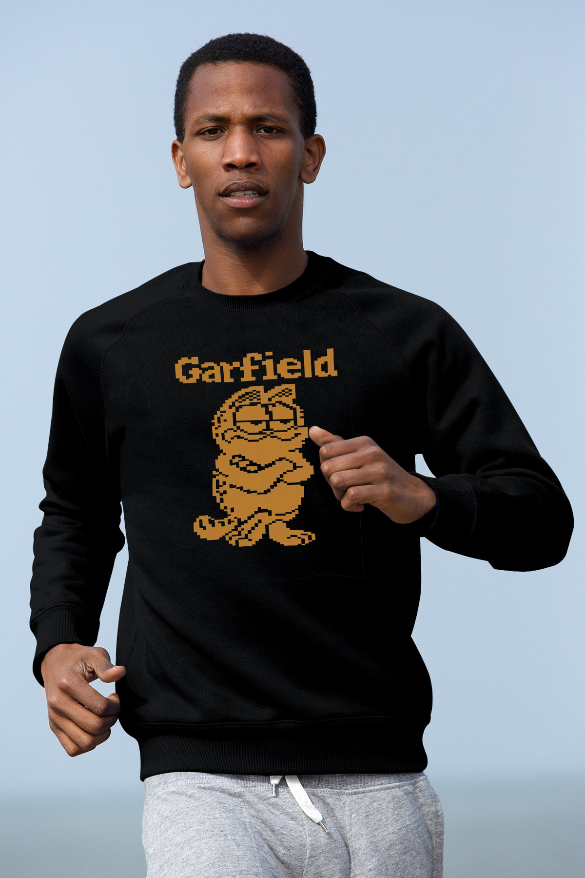 Garfield Siyah Unisex Sweatshirt