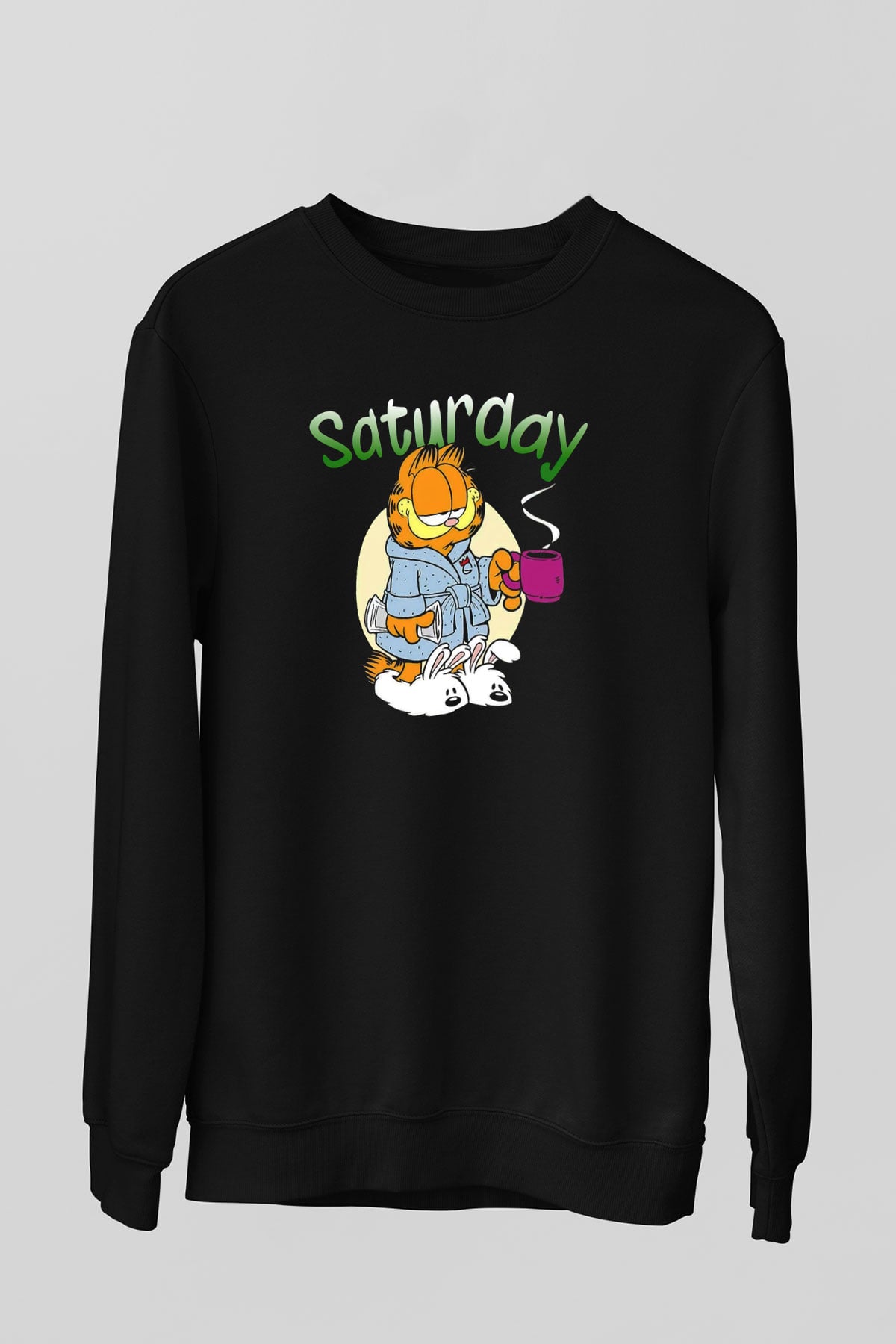 Garfield Siyah Unisex Sweatshirt