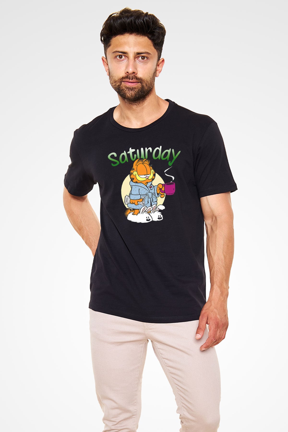 Garfield Siyah Unisex Tişört