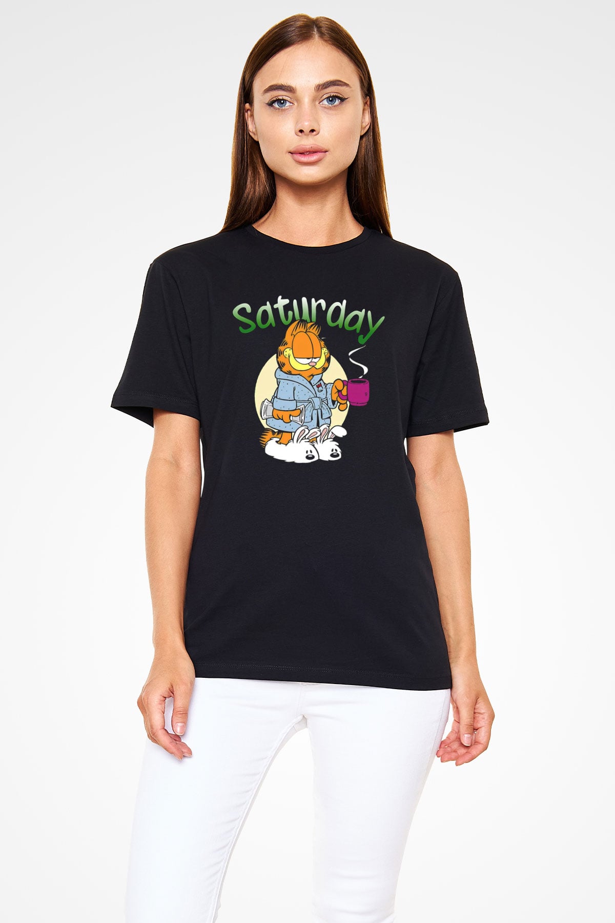 Garfield Siyah Unisex Tişört