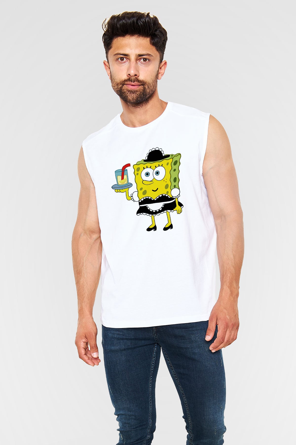 Garson Beyaz Unisex Kolsuz Tişört