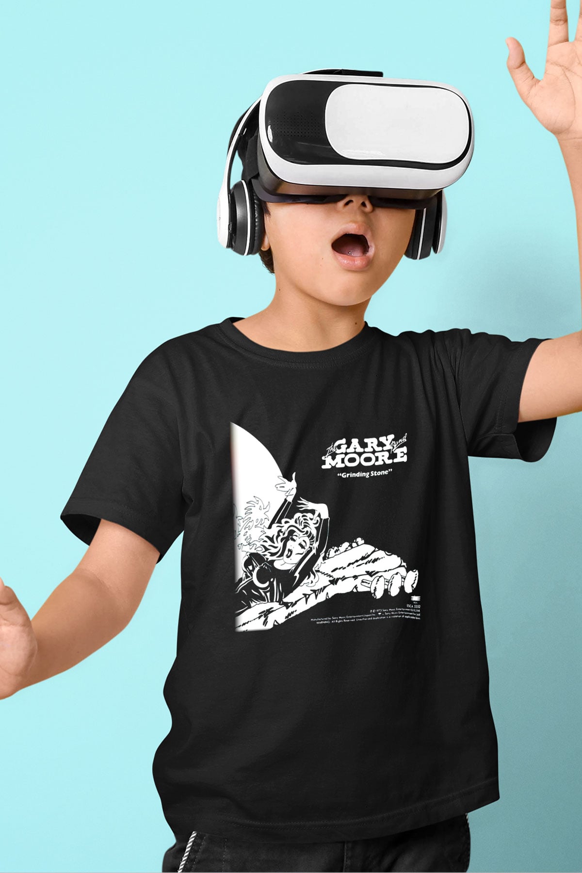 Gary Moore Baskılı Siyah Unisex Çocuk Tişört