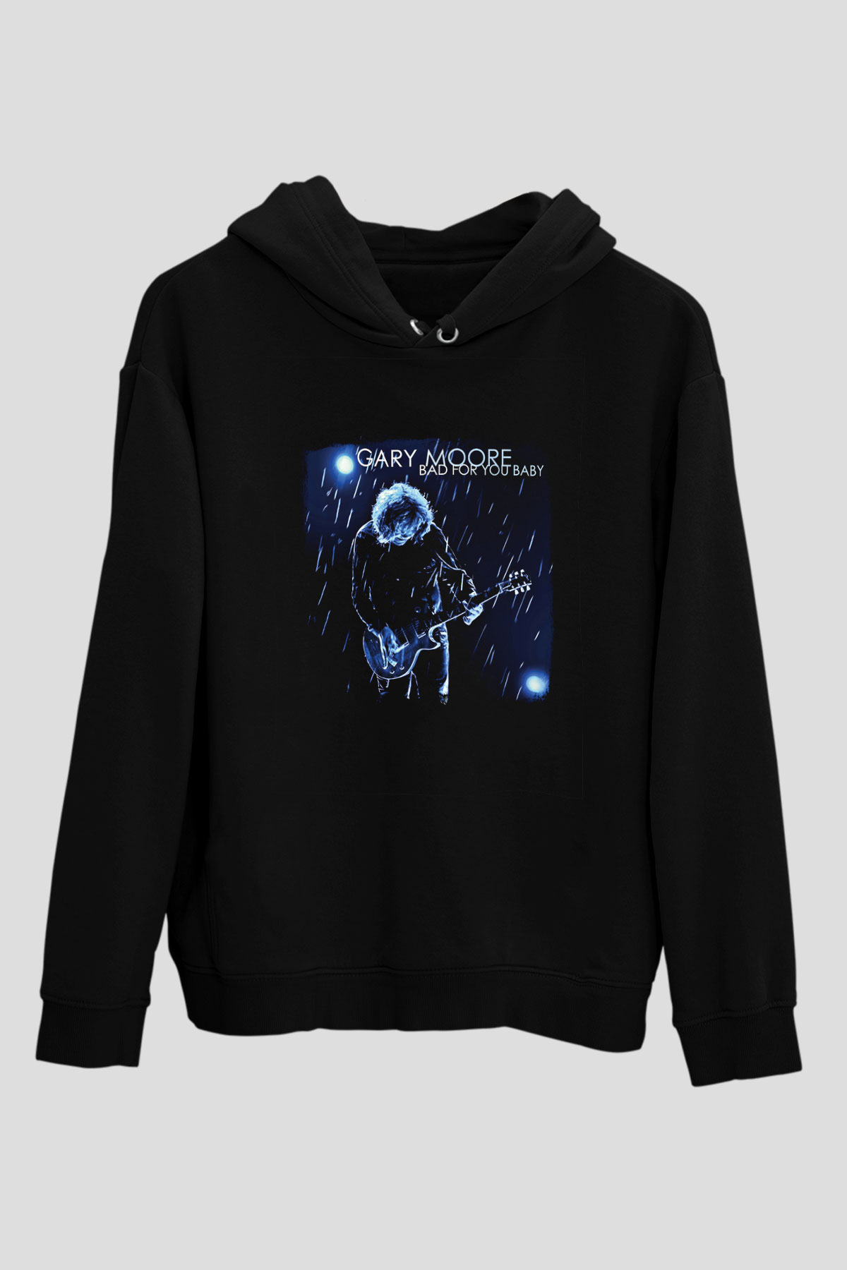 Gary Moore Baskılı Unisex Siyah Hoodie