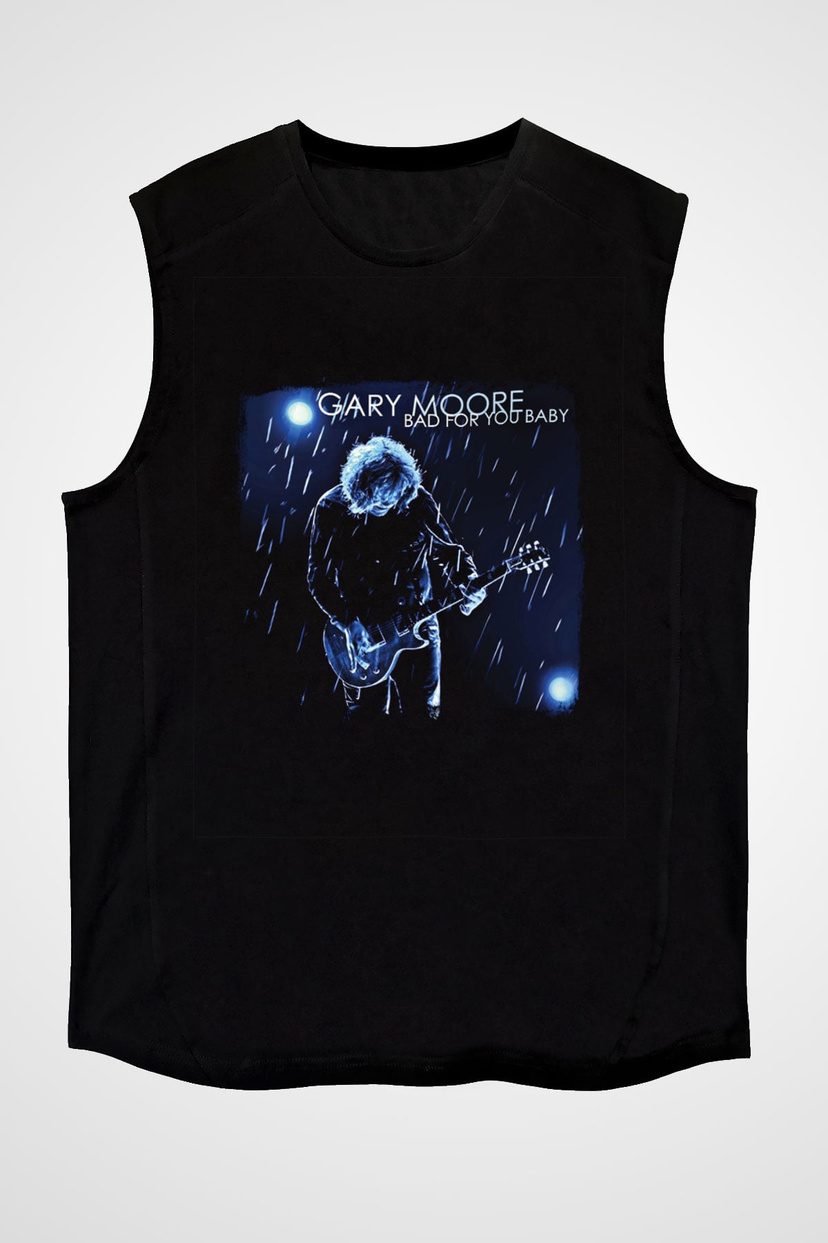 Gary Moore Baskılı Unisex Siyah Kolsuz Tişört