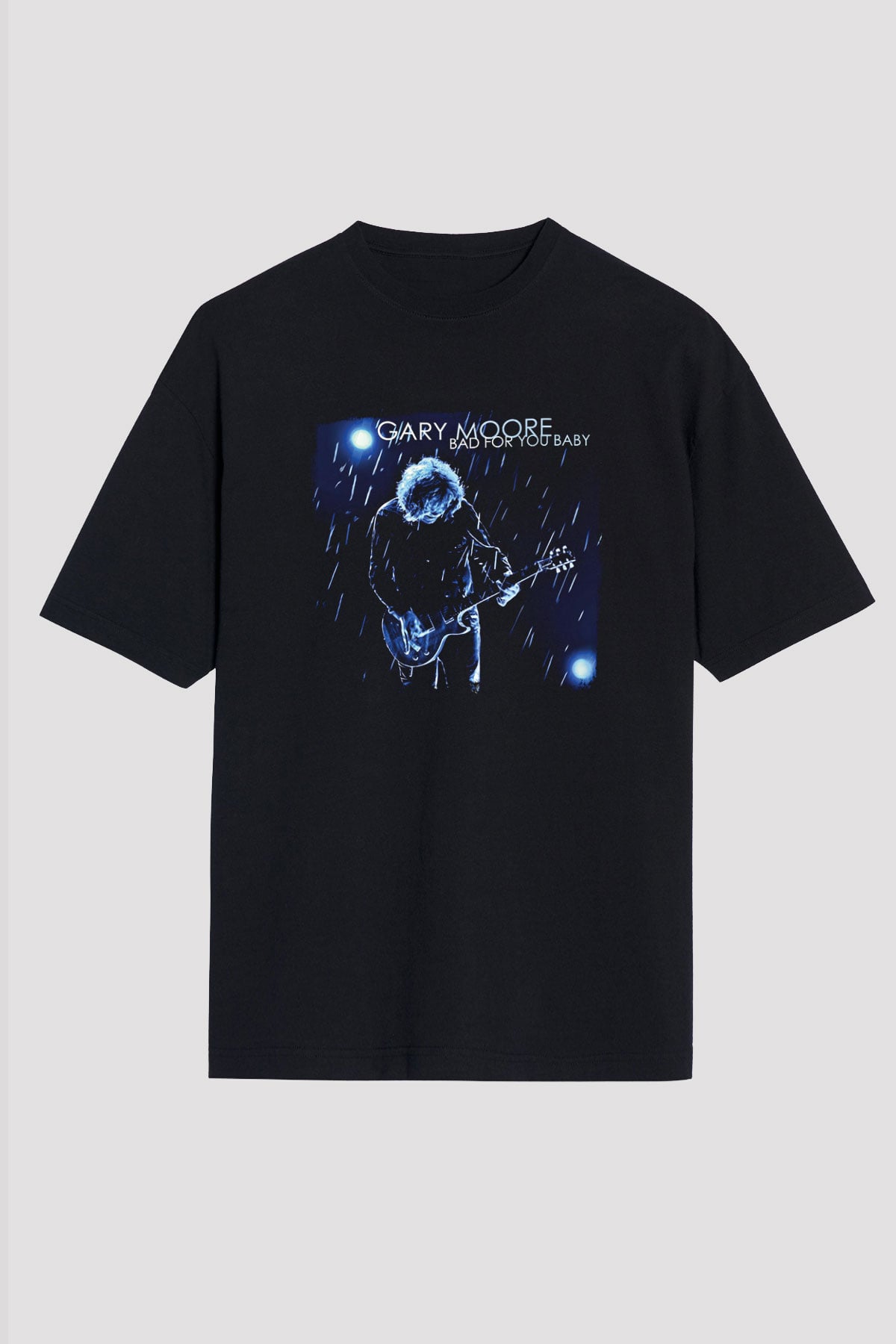 Gary Moore Baskılı Unisex Siyah Oversize Tişört