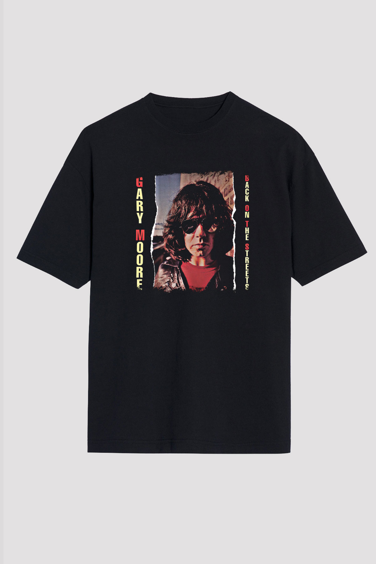 Gary Moore Baskılı Unisex Siyah Oversize Tişört
