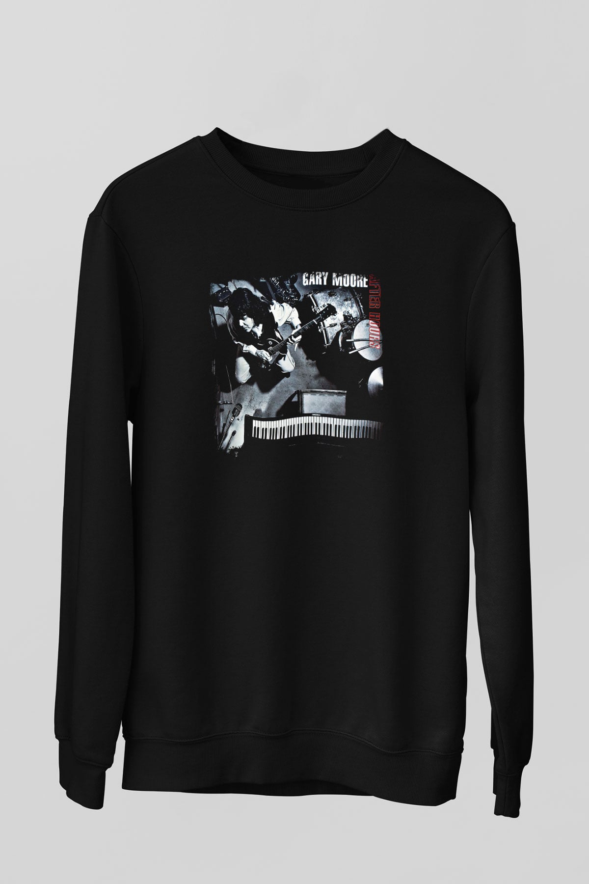 Gary Moore Baskılı Unisex Siyah Sweatshirt