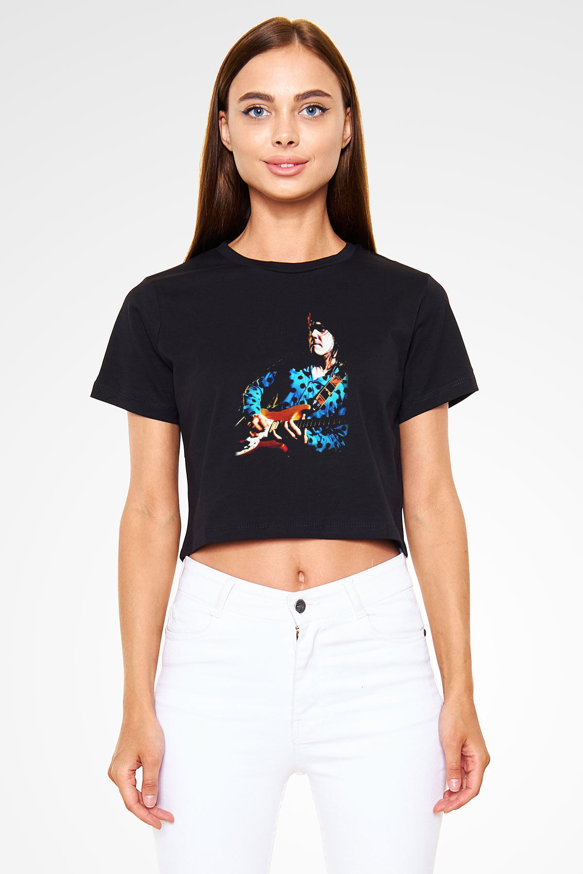 Gary Moore Siyah Crop Top Tişört