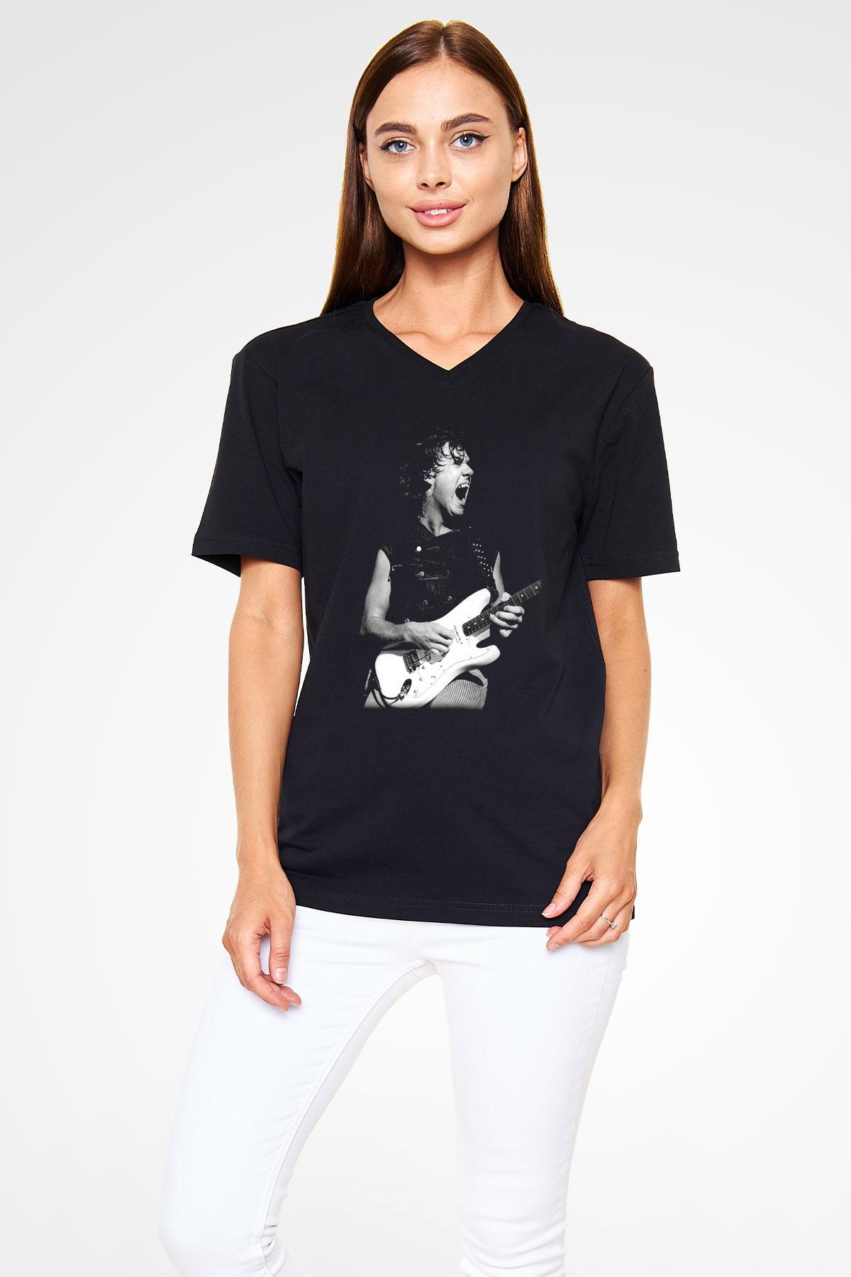 Gary Moore Siyah Unisex V Yaka Tişört T-Shirt