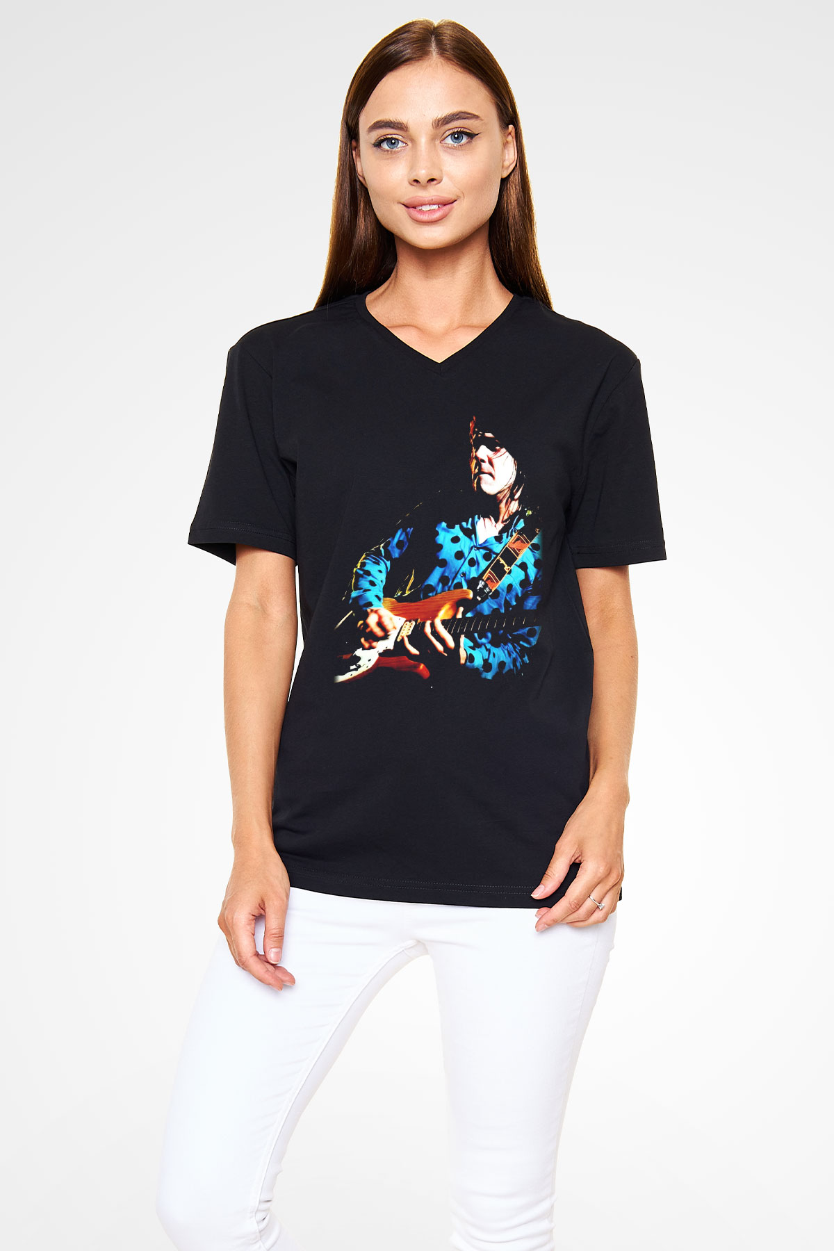Gary Moore Siyah Unisex V Yaka Tişört T-Shirt