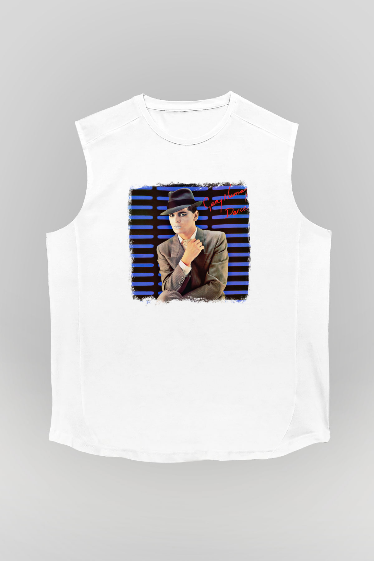 Gary Numan Baskılı Unisex Beyaz Kolsuz Tişört
