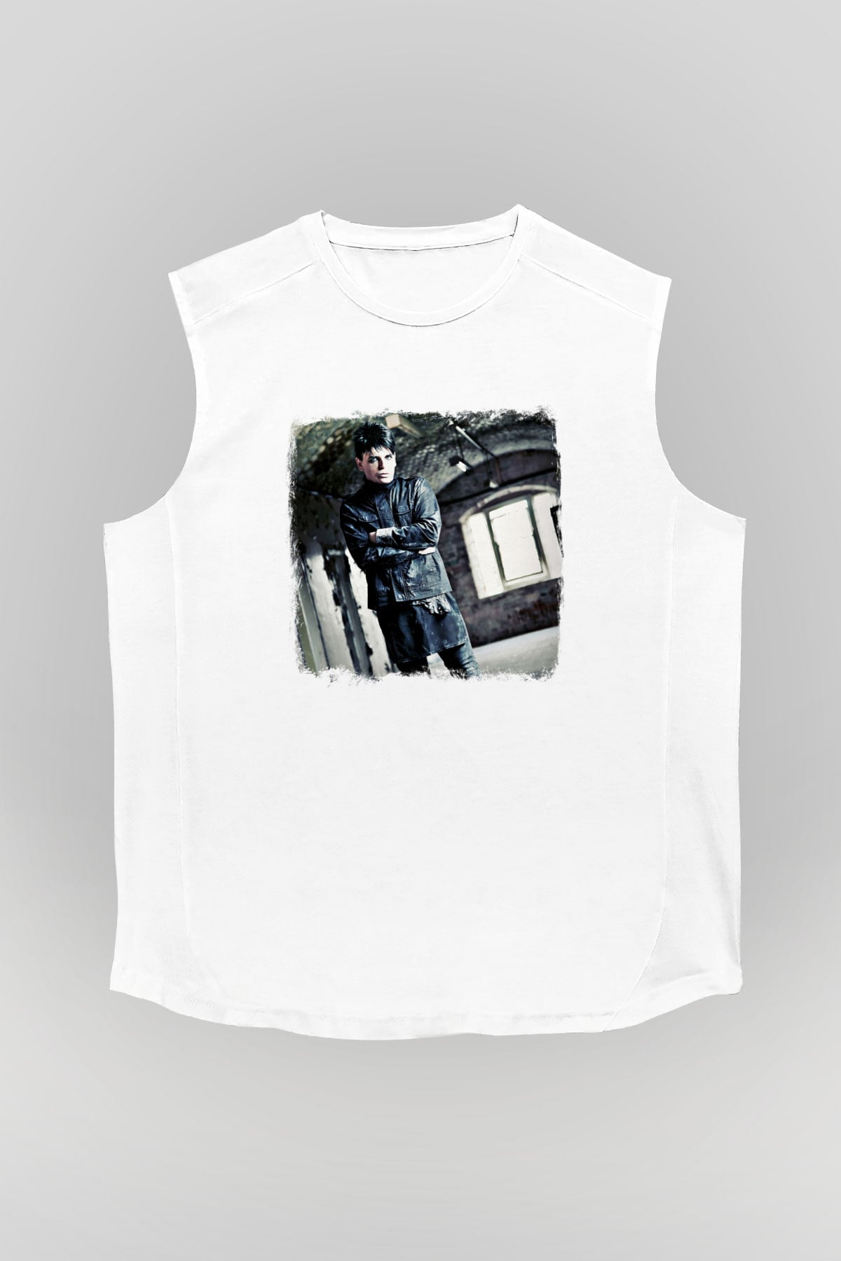 Gary Numan Baskılı Unisex Beyaz Kolsuz Tişört