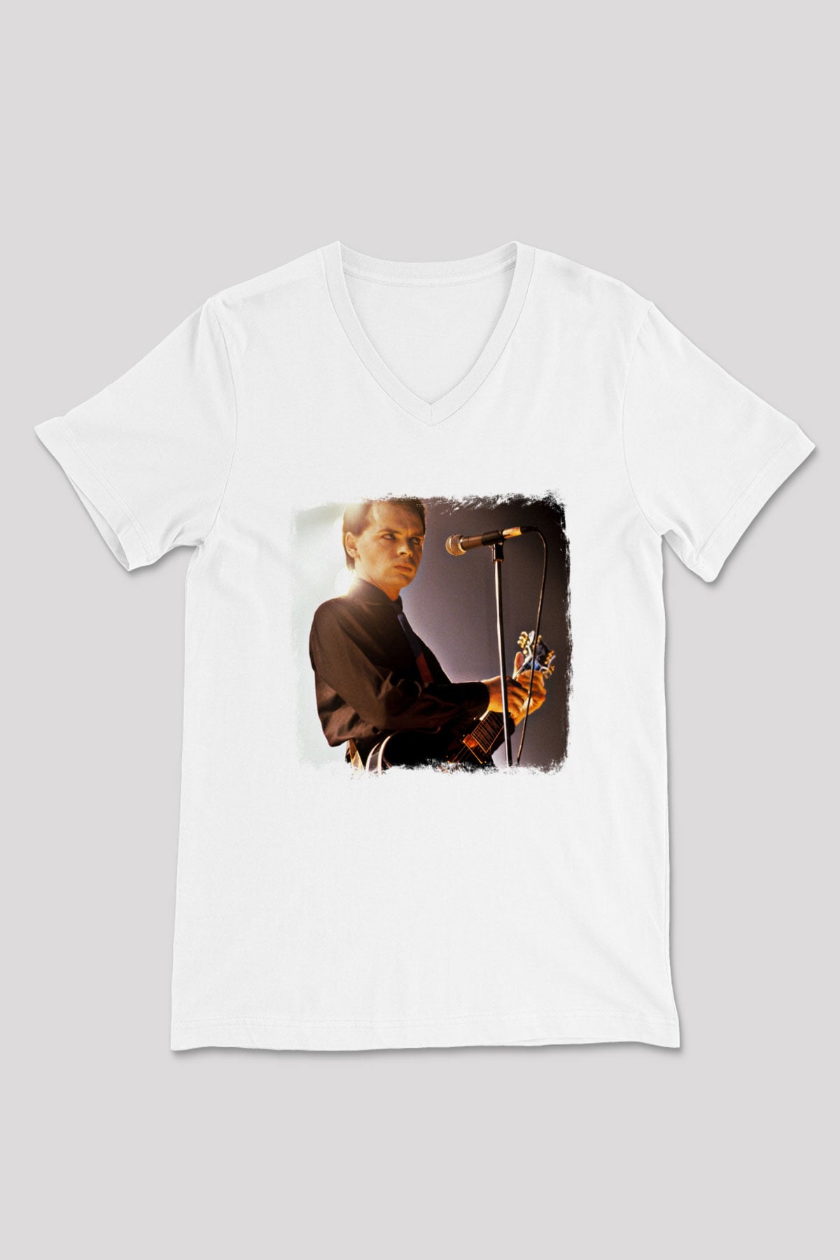 Gary Numan Baskılı Unisex Beyaz V Yaka Tişört