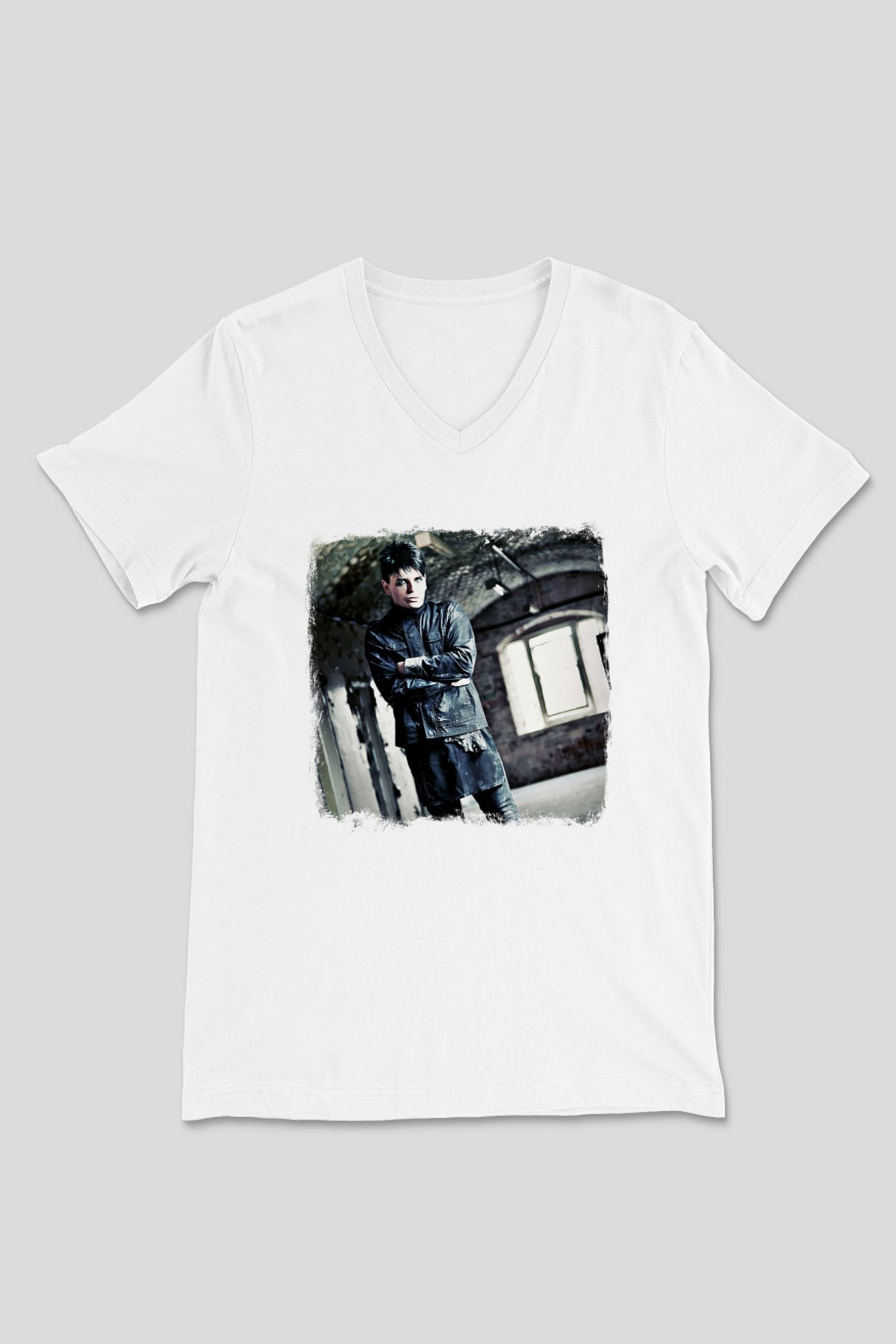 Gary Numan Baskılı Unisex Beyaz V Yaka Tişört