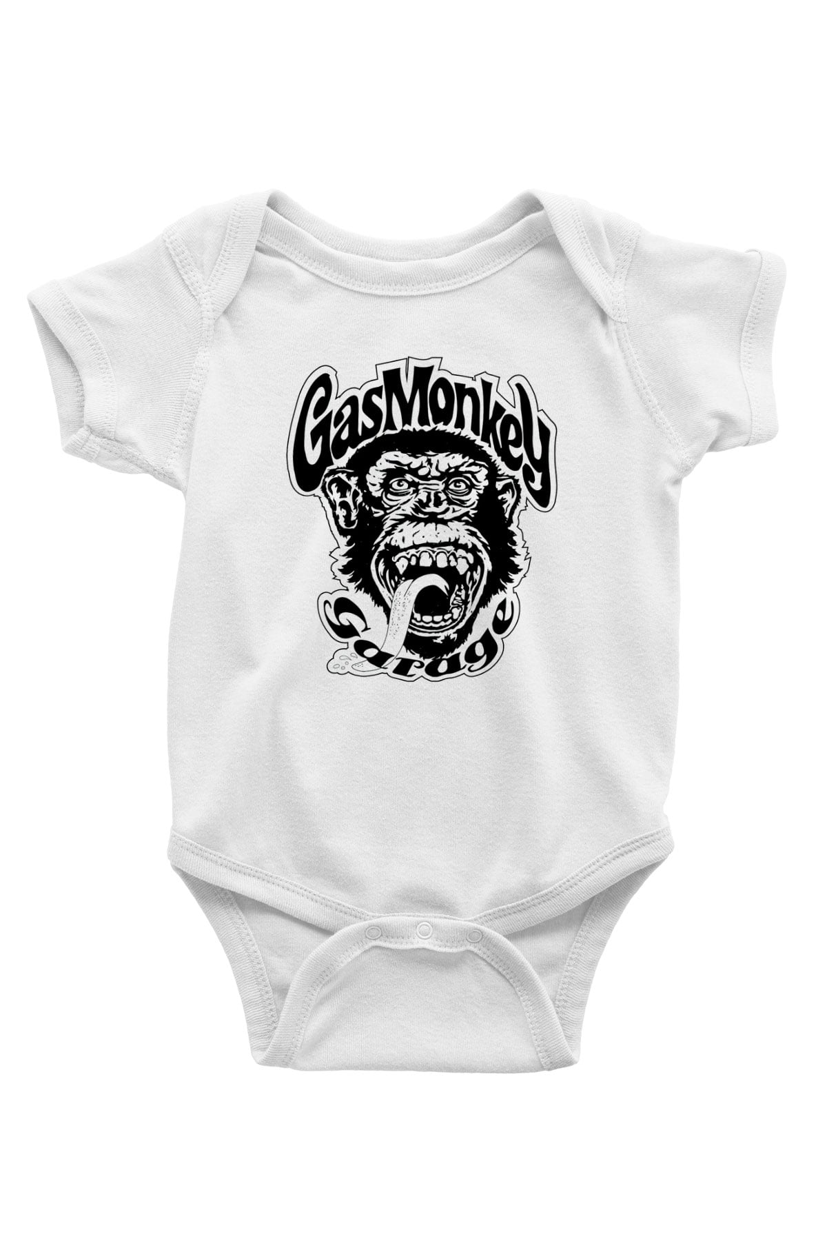 Gas Monkey Garage Baskılı Beyaz Unisex Bebek Body - Zıbın