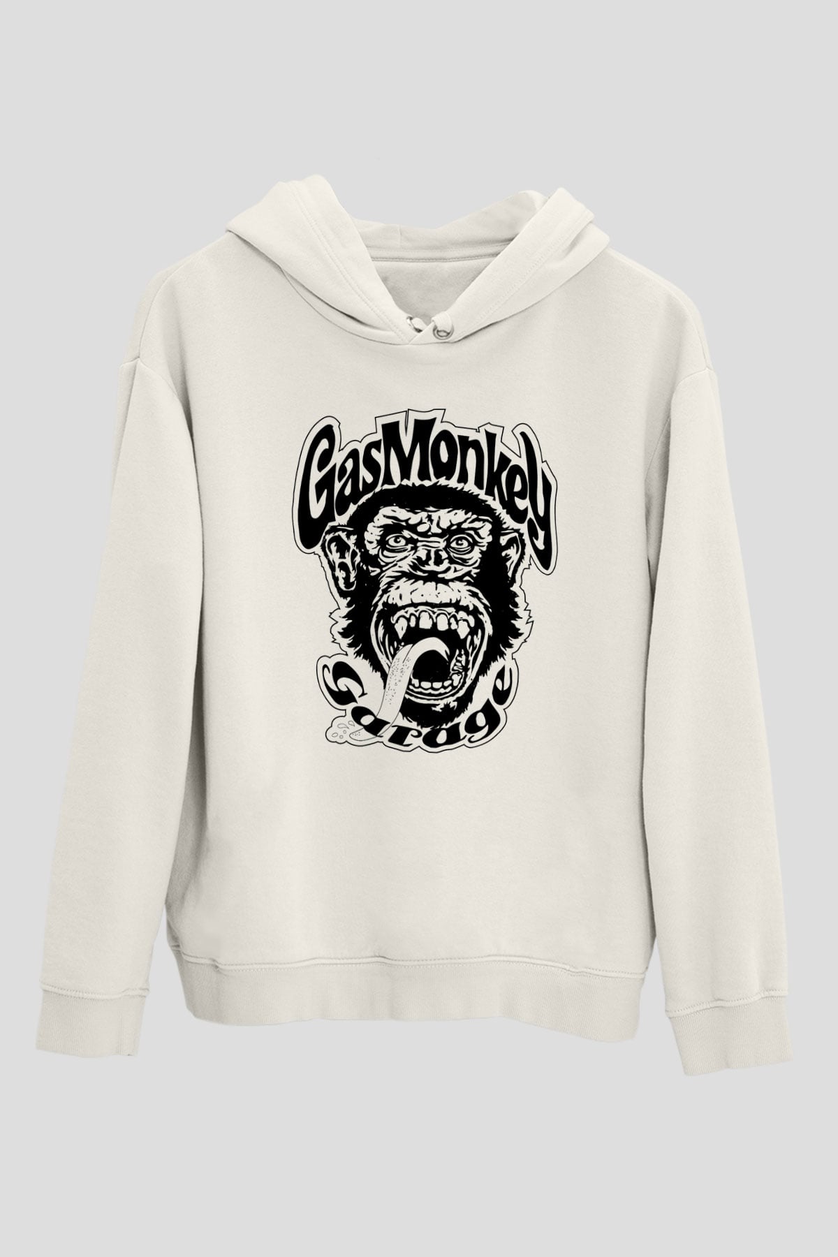 Gas Monkey Garage Beyaz Unisex Kapşonlu Sweatshirt