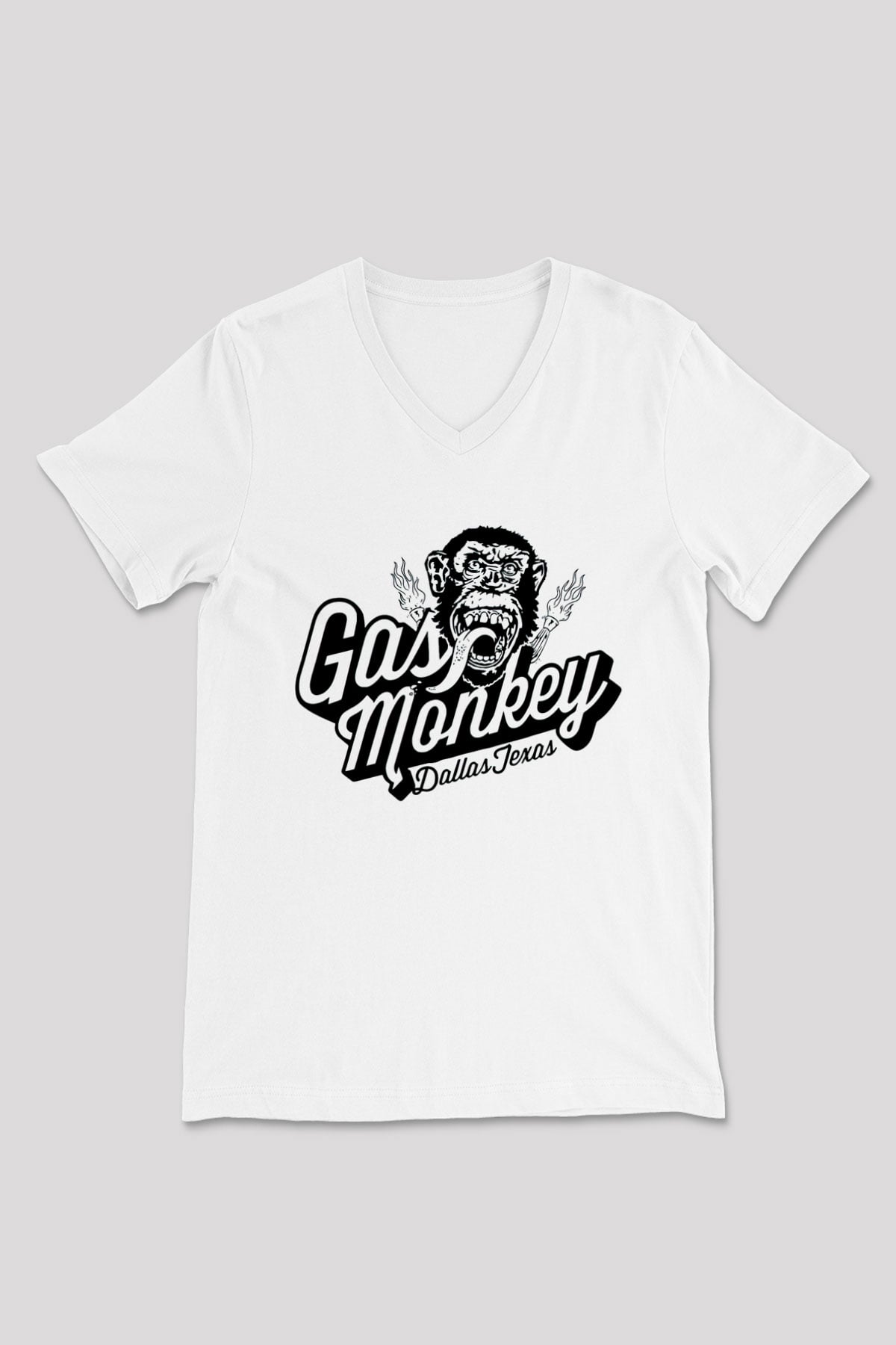 Gas Monkey Garage Beyaz Unisex V Yaka Tişört T-Shirt