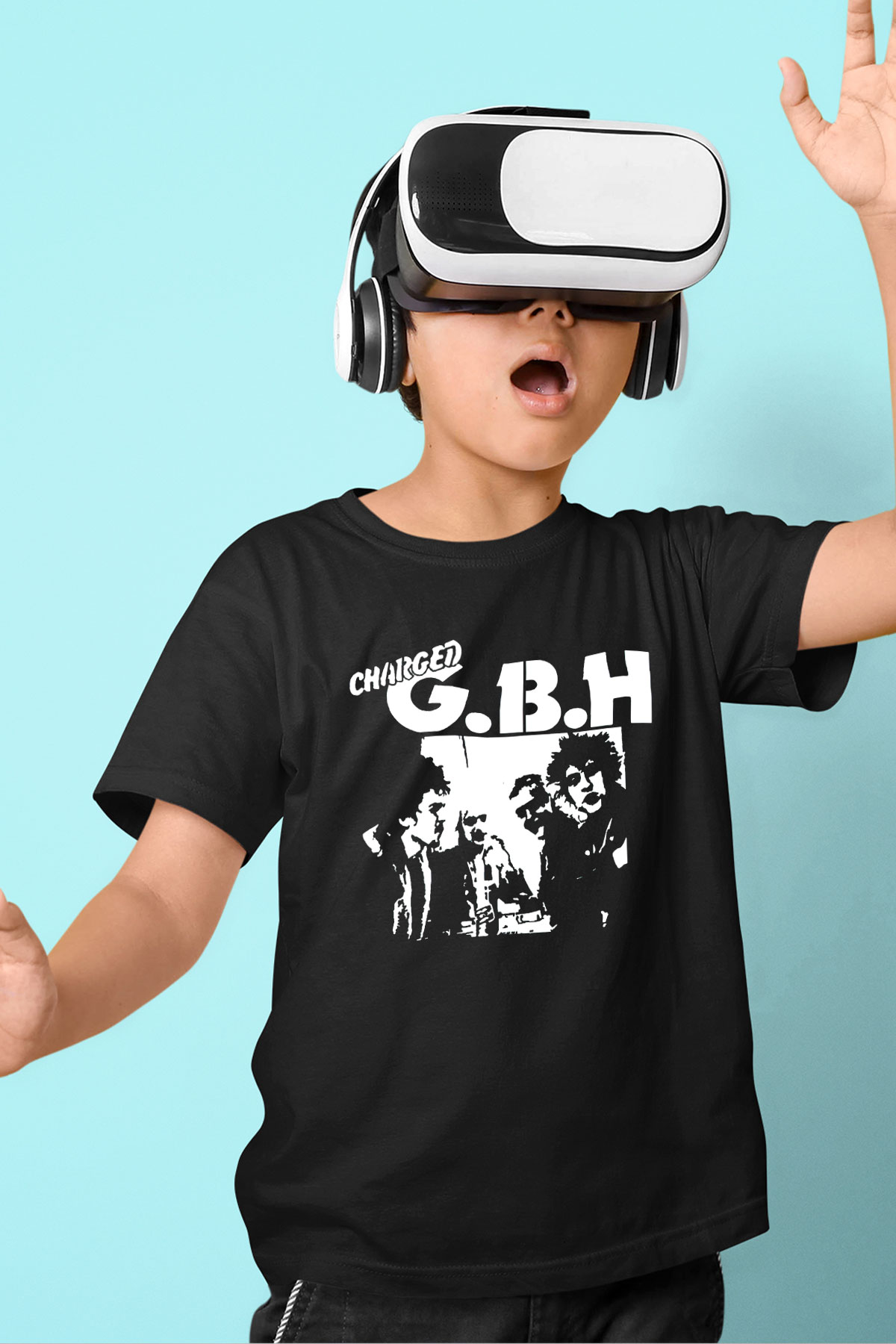 GBH Baskılı Siyah Unisex Çocuk Tişört