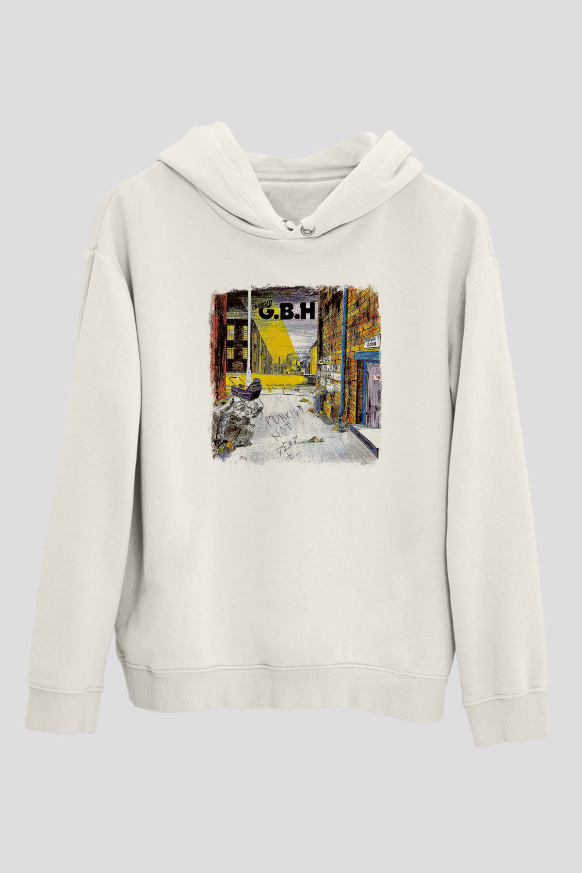 GBH Baskılı Unisex Beyaz Hoodie