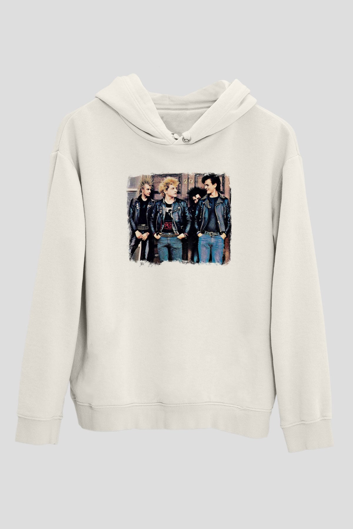 GBH Baskılı Unisex Beyaz Hoodie