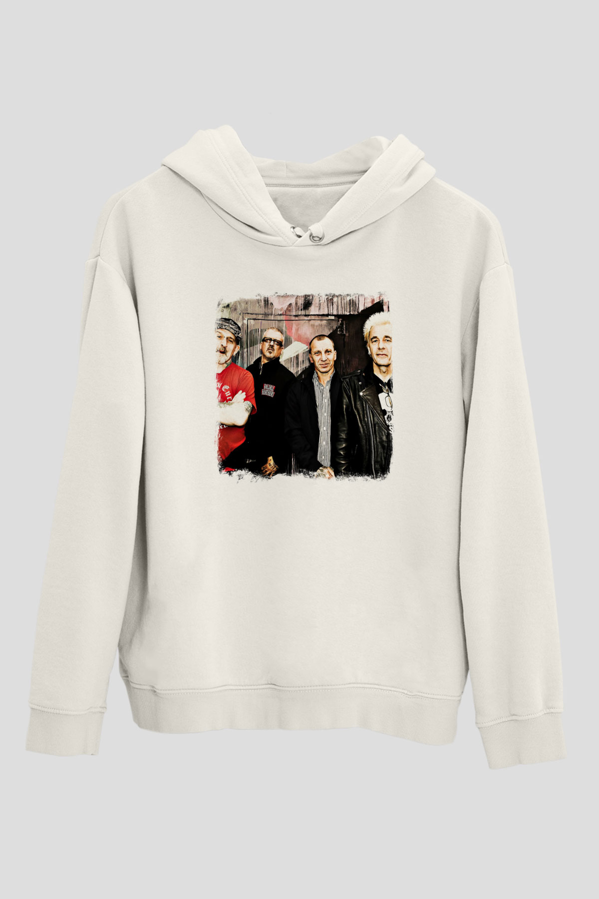 GBH Baskılı Unisex Beyaz Hoodie