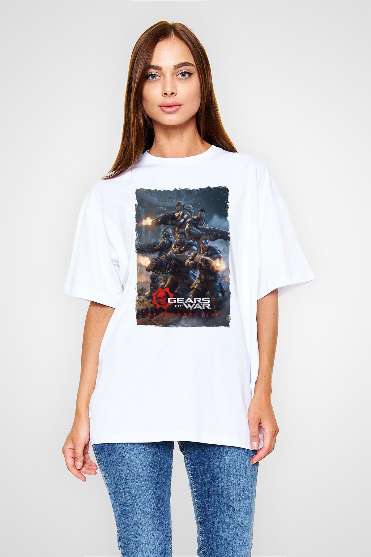 Gears of War Beyaz Unisex Tişört T-Shirt