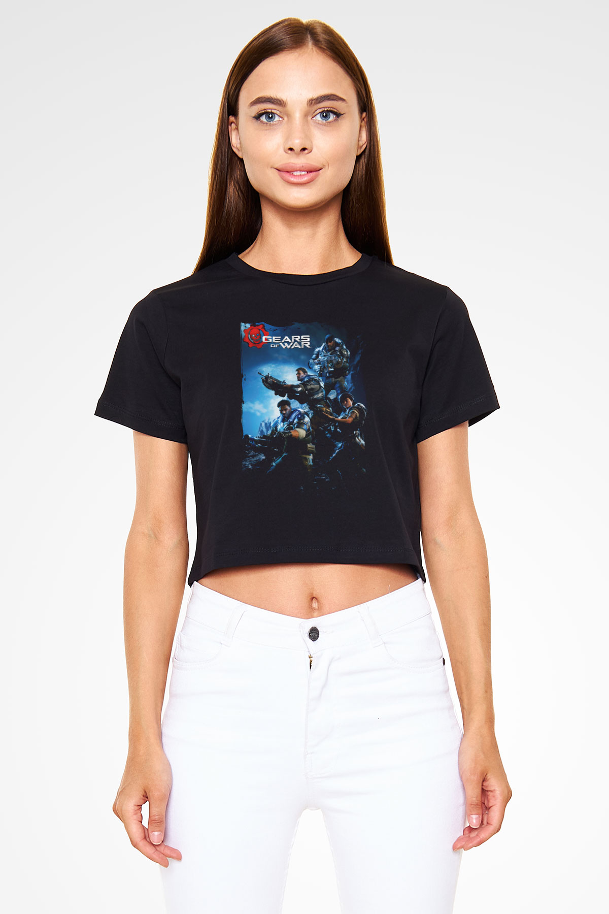 Gears of War Siyah  Crop Top Tişört