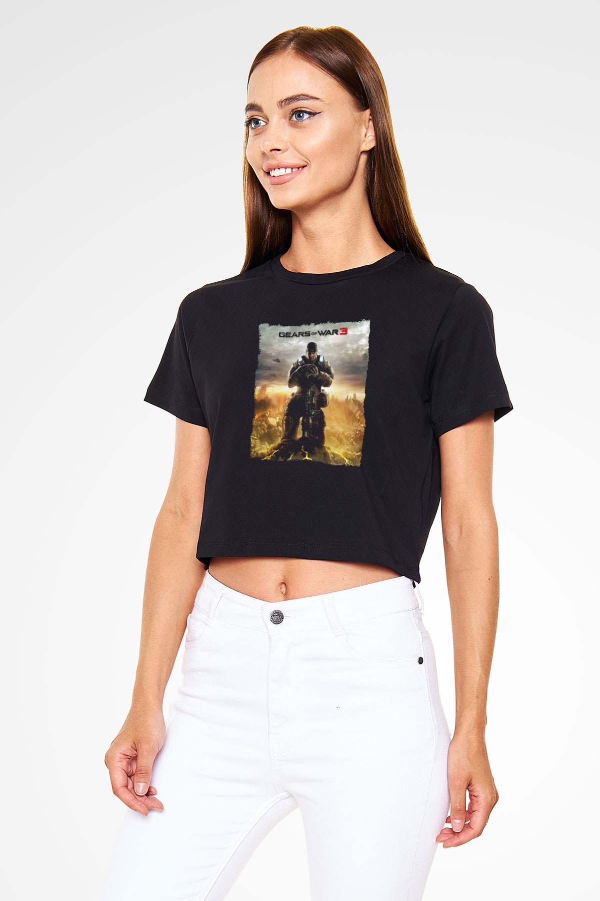 Gears of War Siyah  Crop Top Tişört