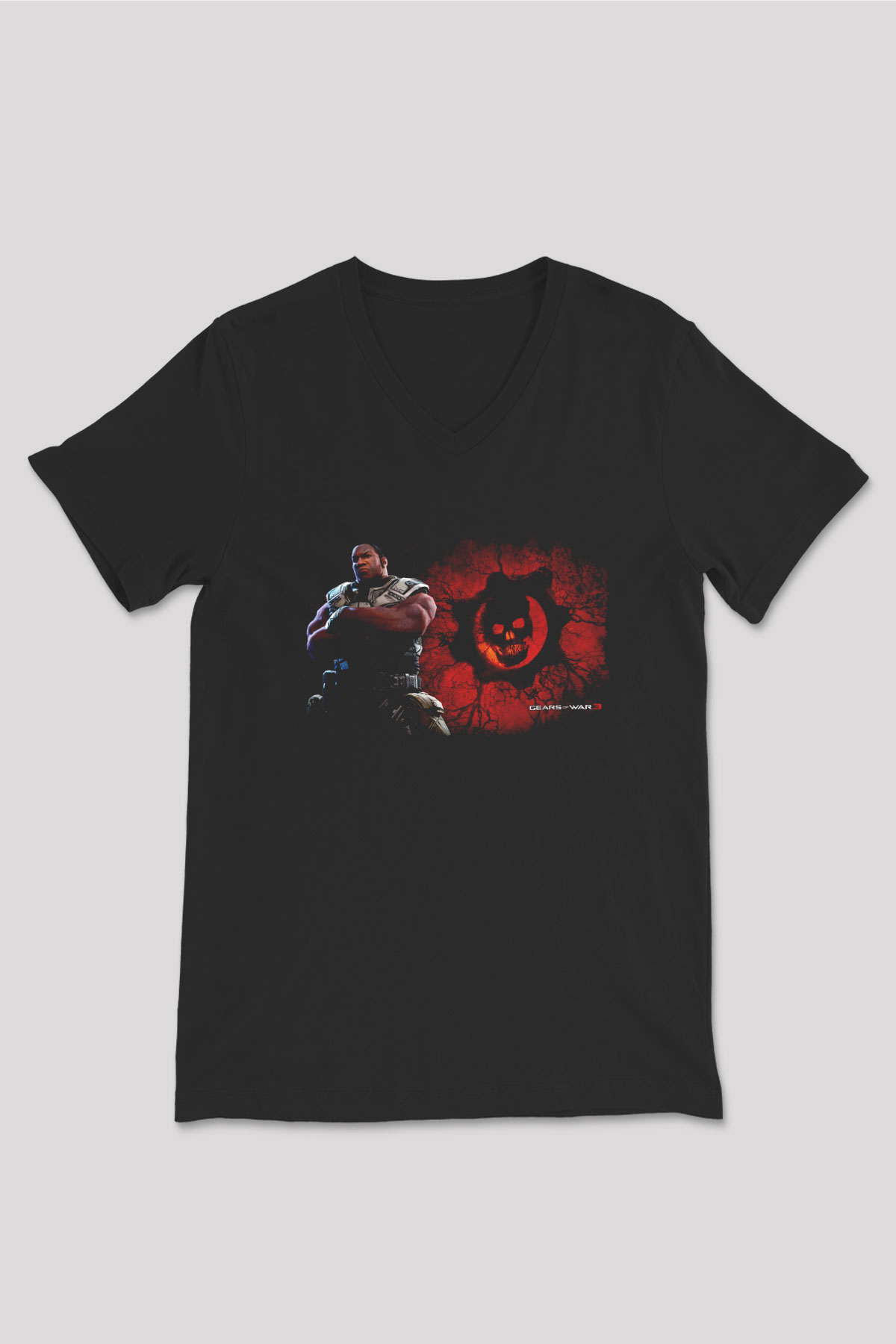 Gears of War Siyah Unisex V Yaka Tişört