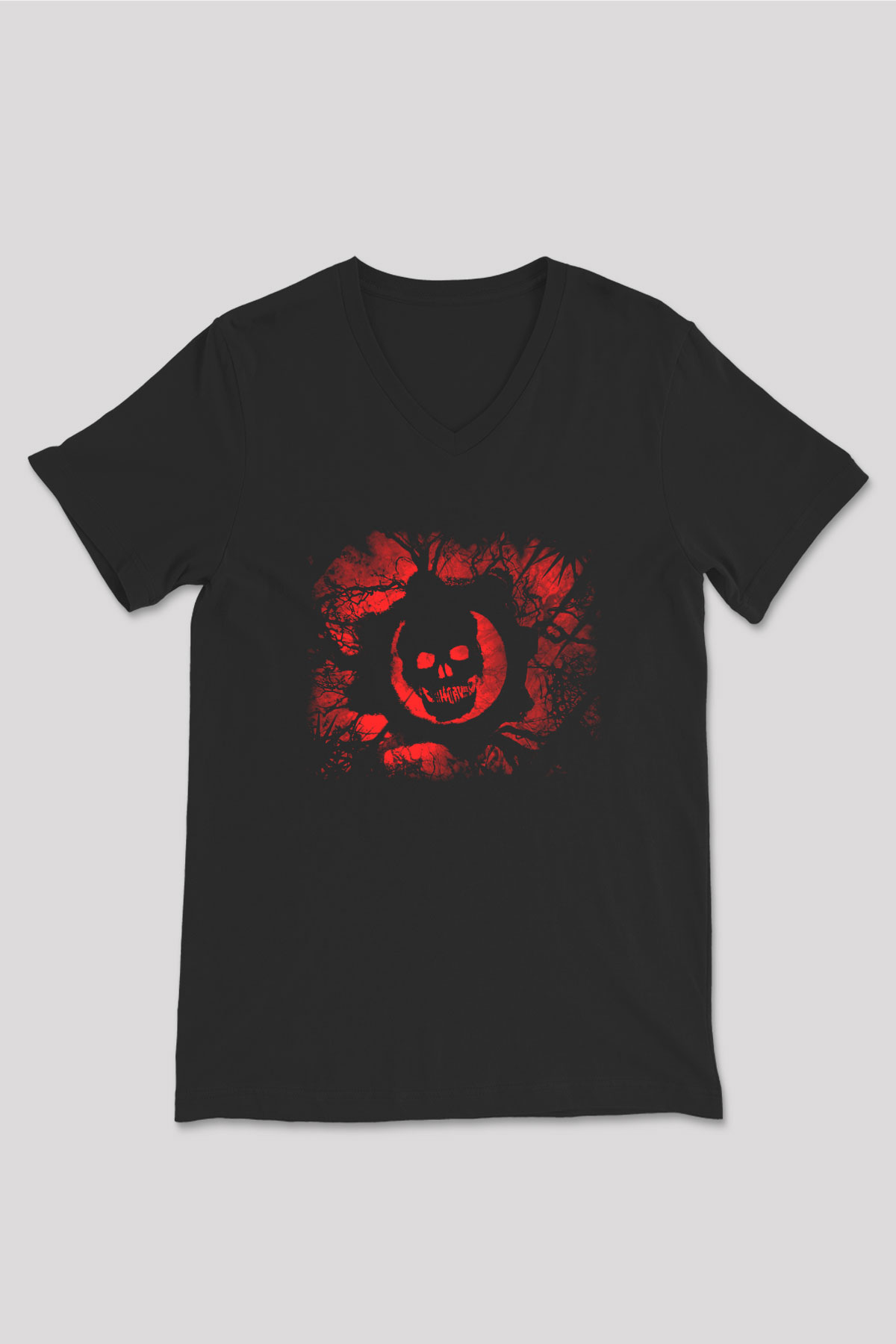Gears of War Siyah Unisex V Yaka Tişört T-Shirt