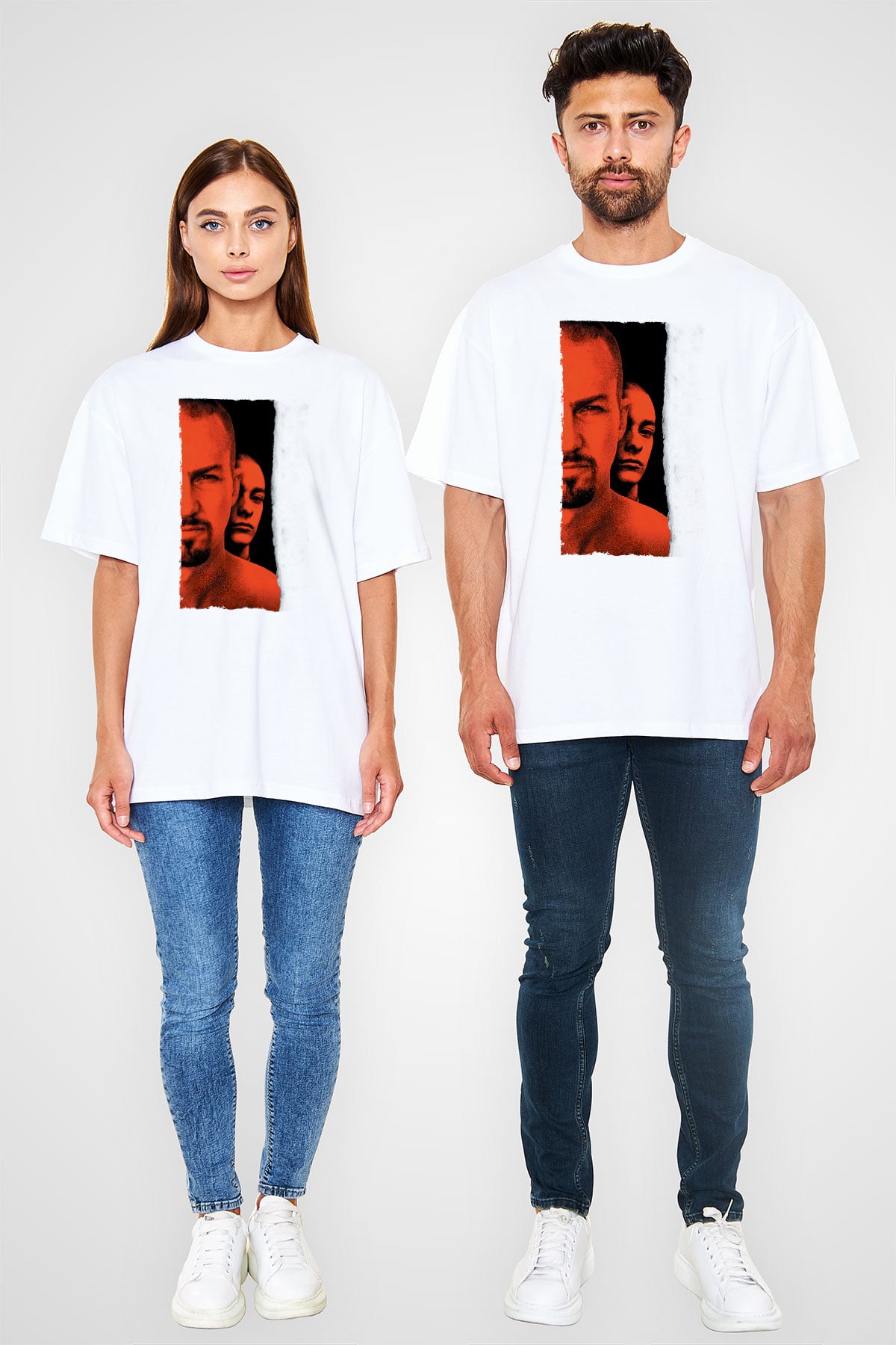 Geçmişin Gölgesinde - American History X Baskılı Beyaz Oversize Tişört