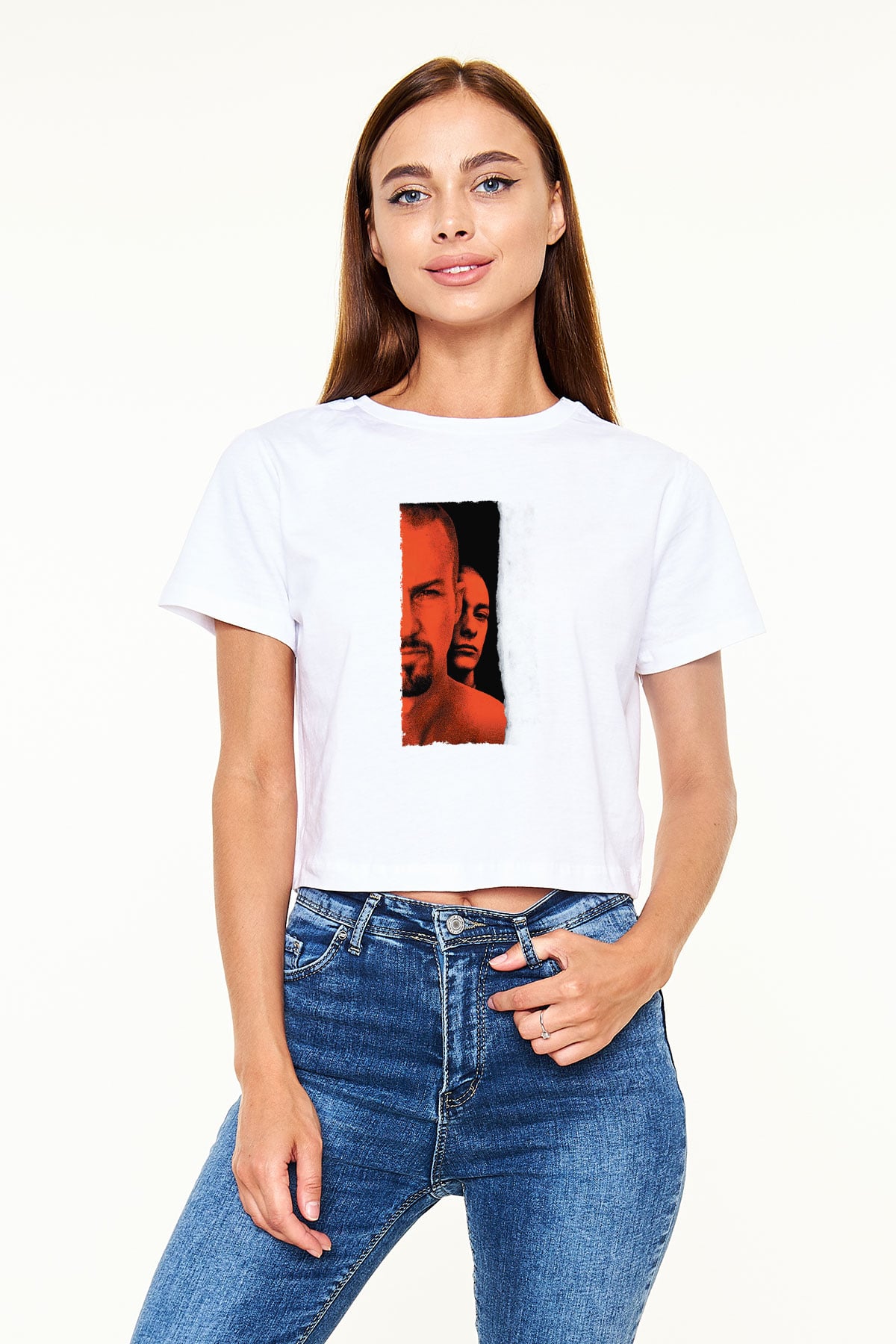 Geçmişin Gölgesinde - American History X Baskılı Beyaz Crop Top Tişört