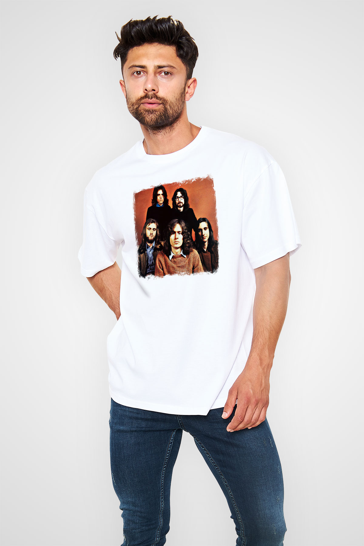 Genesis Baskılı Unisex Beyaz Oversize Tişört