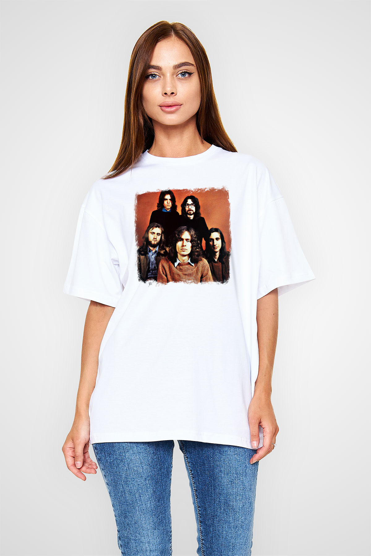 Genesis Baskılı Unisex Beyaz Oversize Tişört