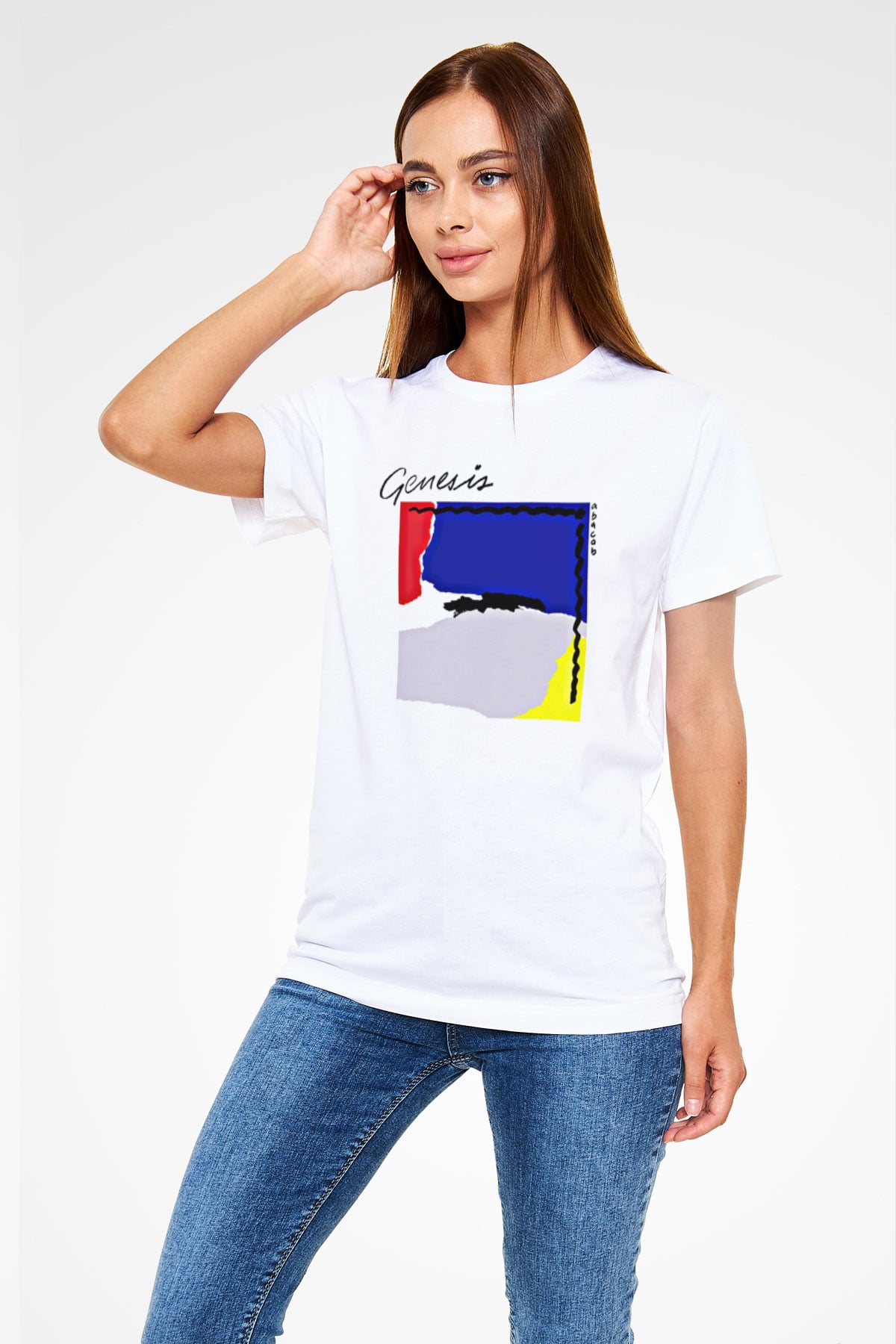 Genesis Baskılı Unisex Beyaz Tişört