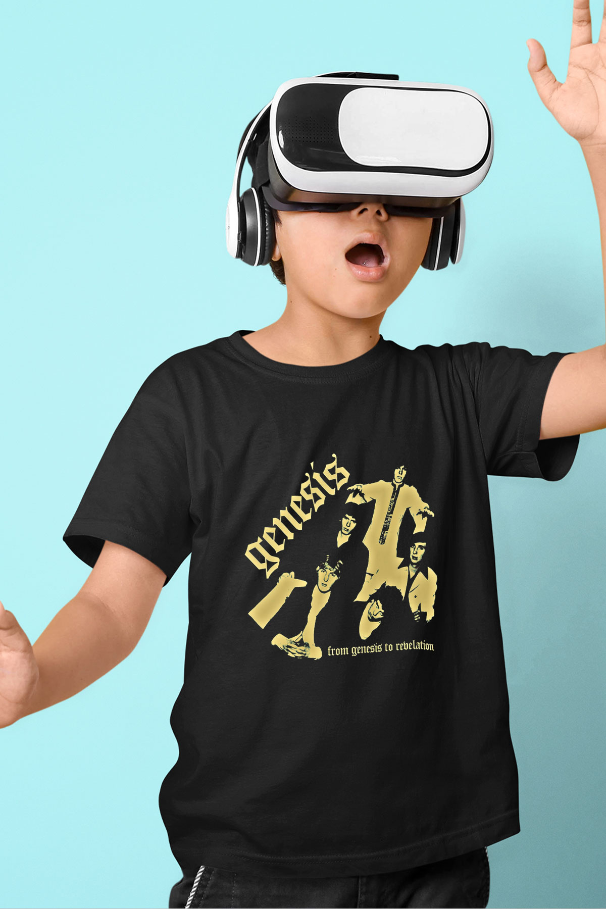 Genesis Baskılı Unisex Siyah Çocuk Tişört