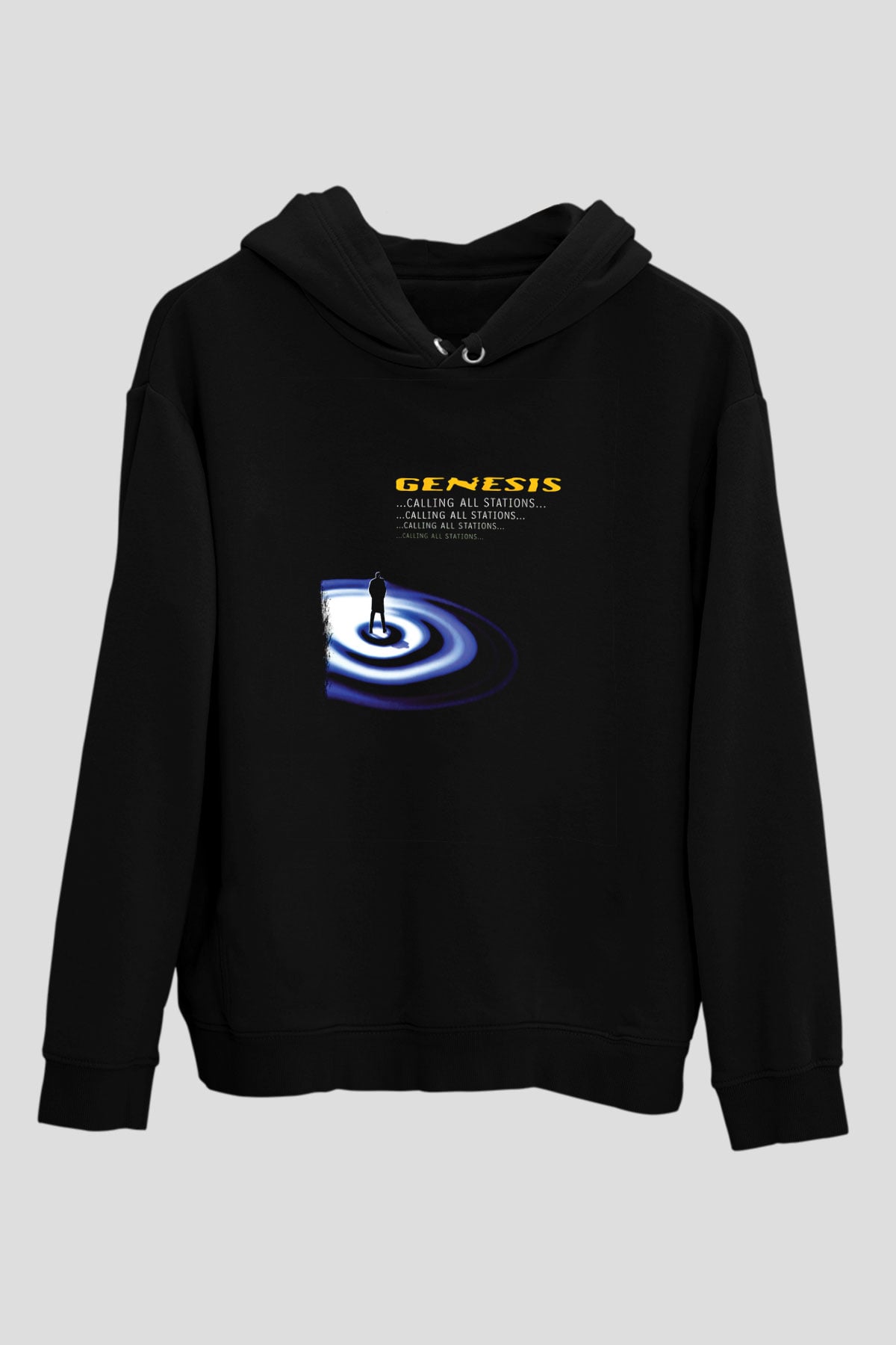 Genesis Baskılı Unisex Siyah Hoodie