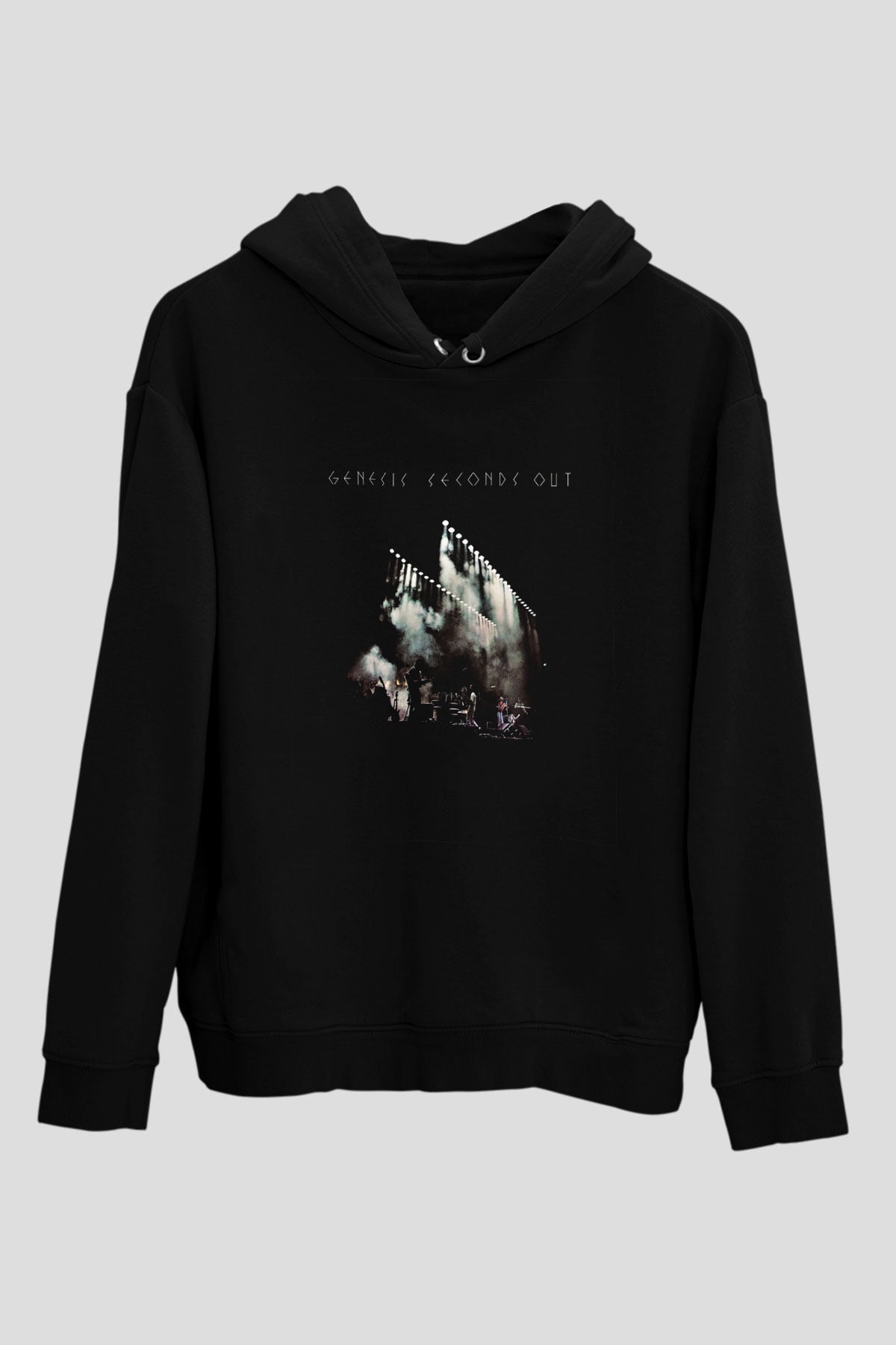 Genesis Baskılı Unisex Siyah Hoodie